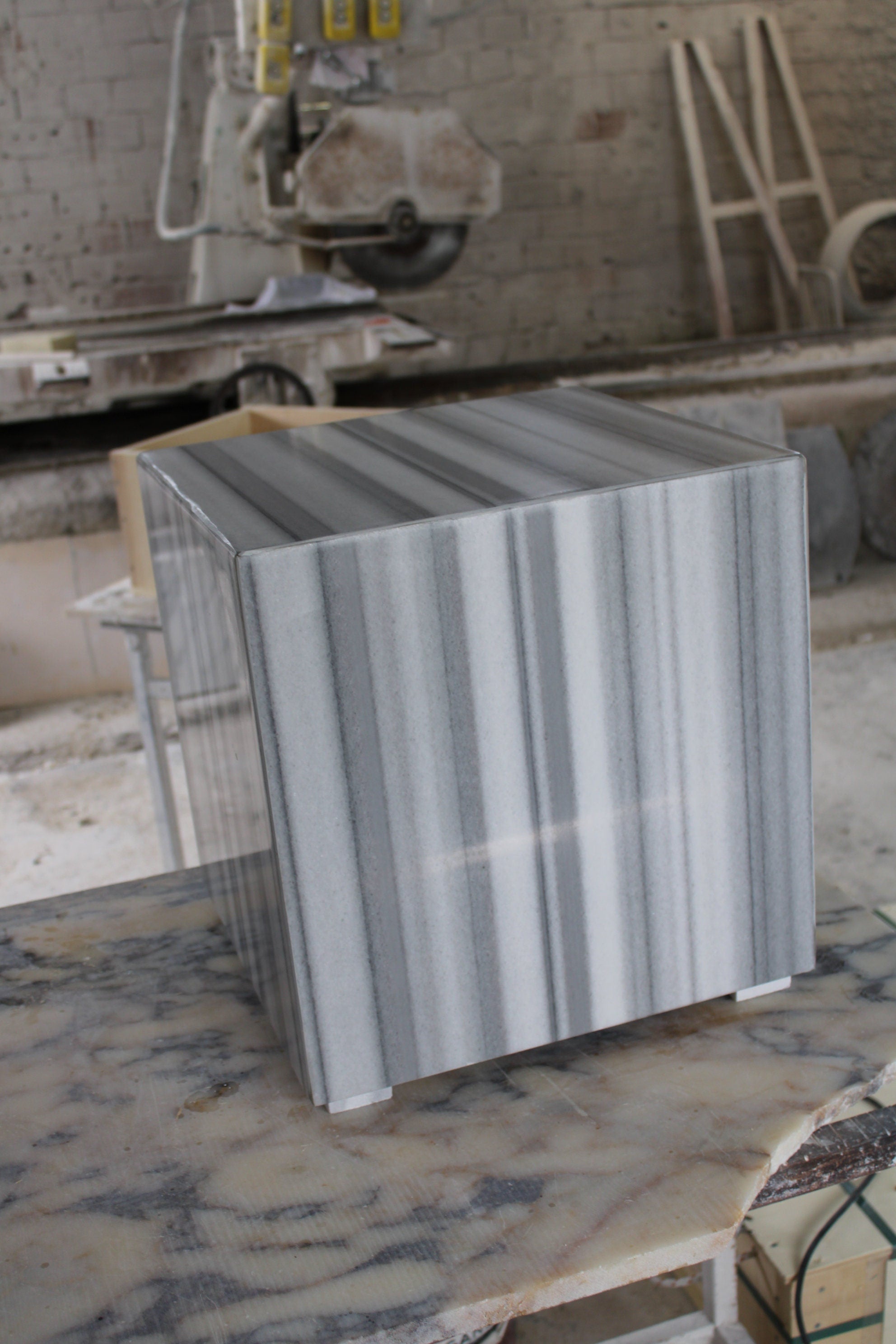 Handmade Marmara Marble Cube Coffee Table: Special Pattern