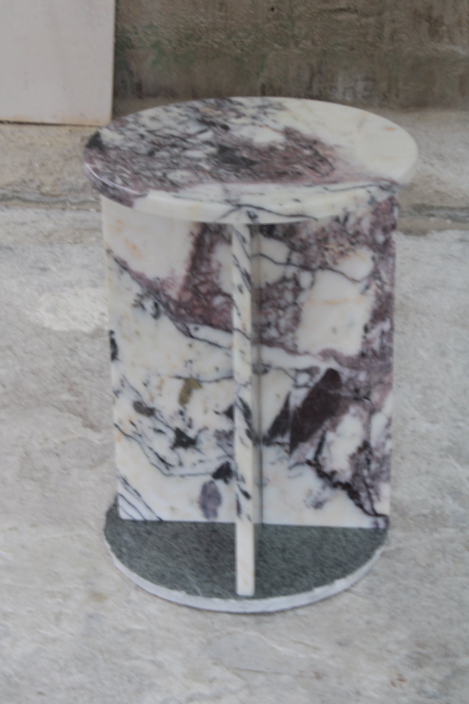 Aegean marble ( lilac) end table,side table handmade