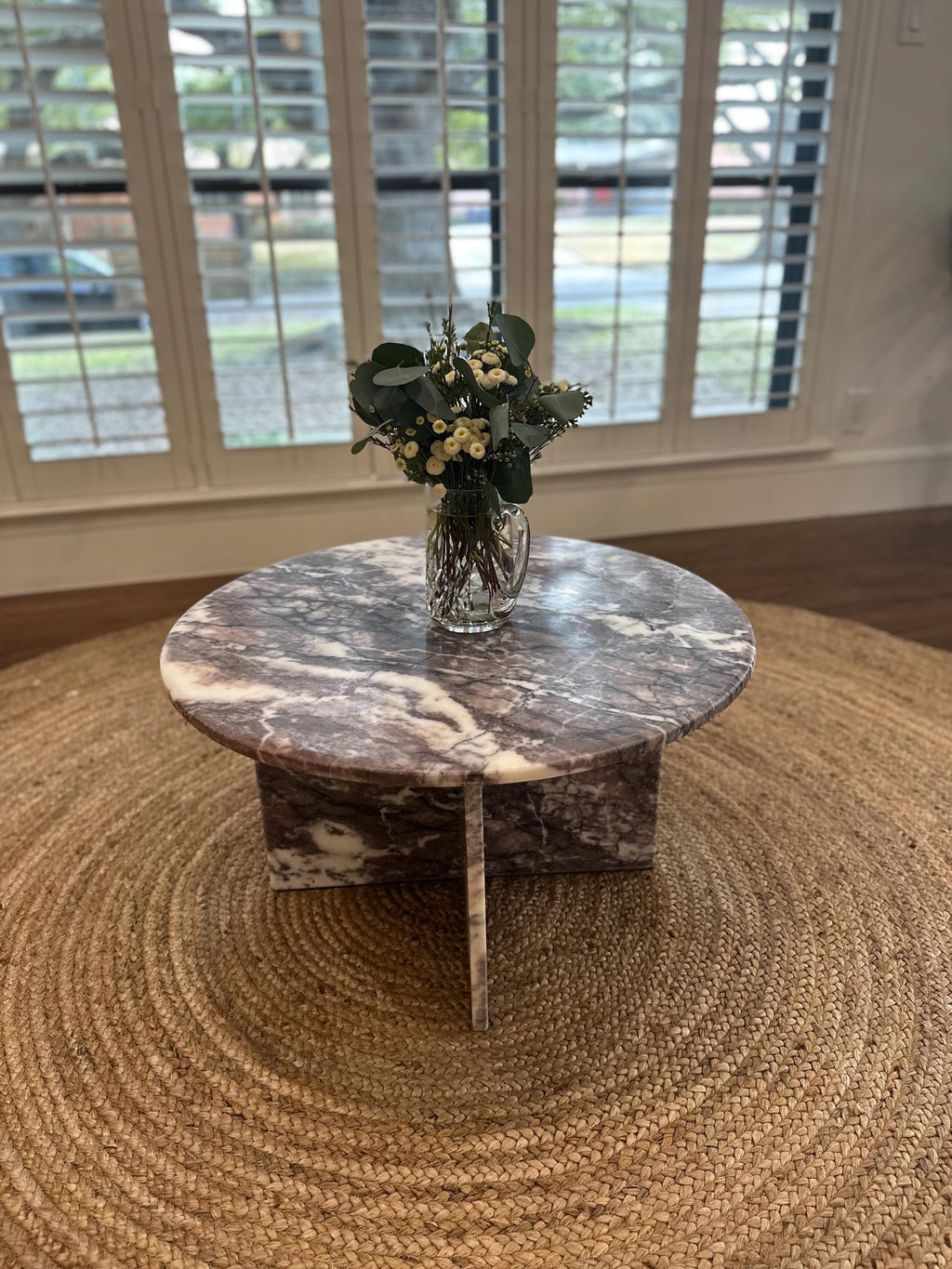 Dark Calacatta viola marble coffee table