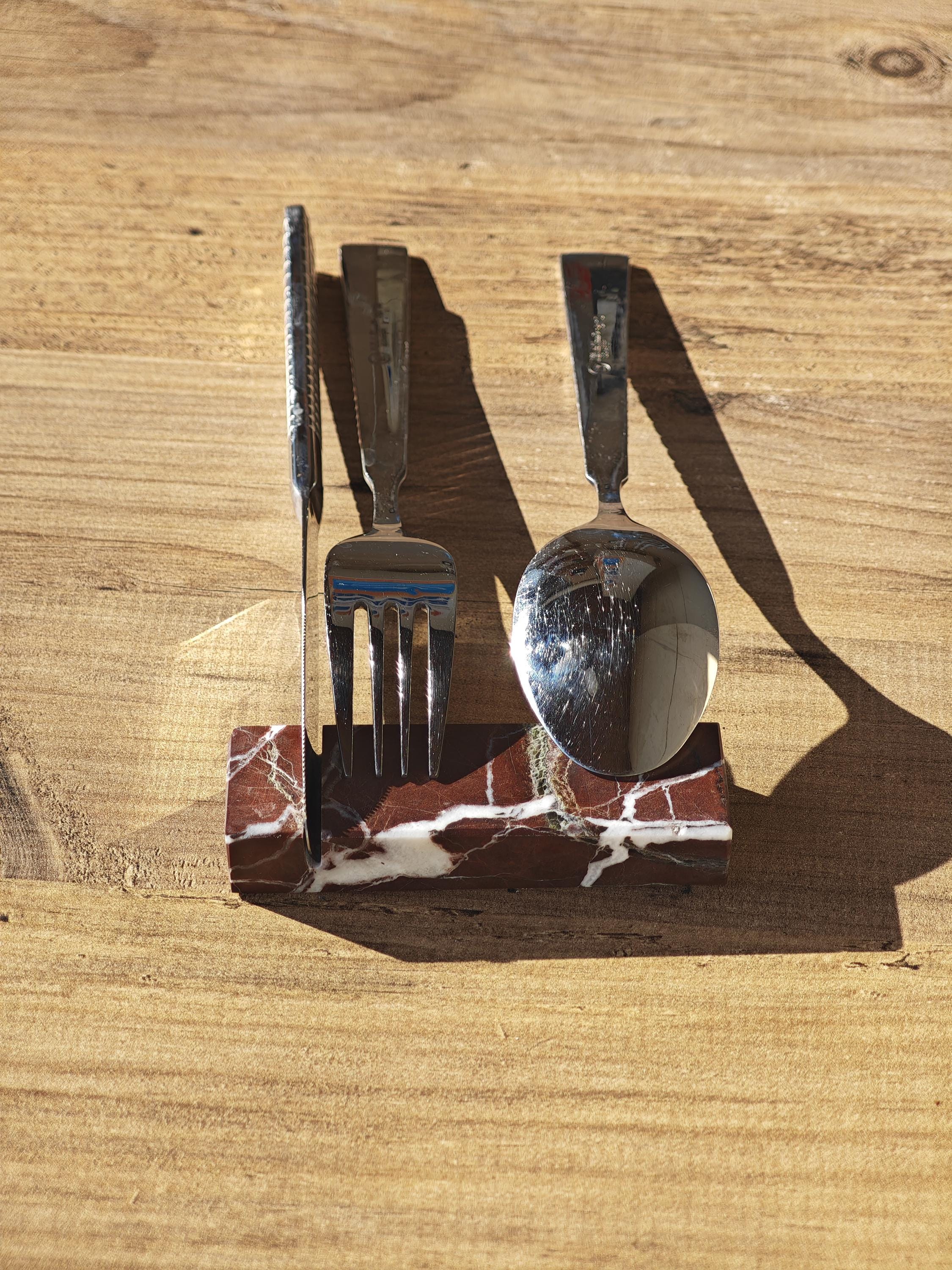 Cherry Marble Cutlery Rest Set: Knife Holder, Home Gift