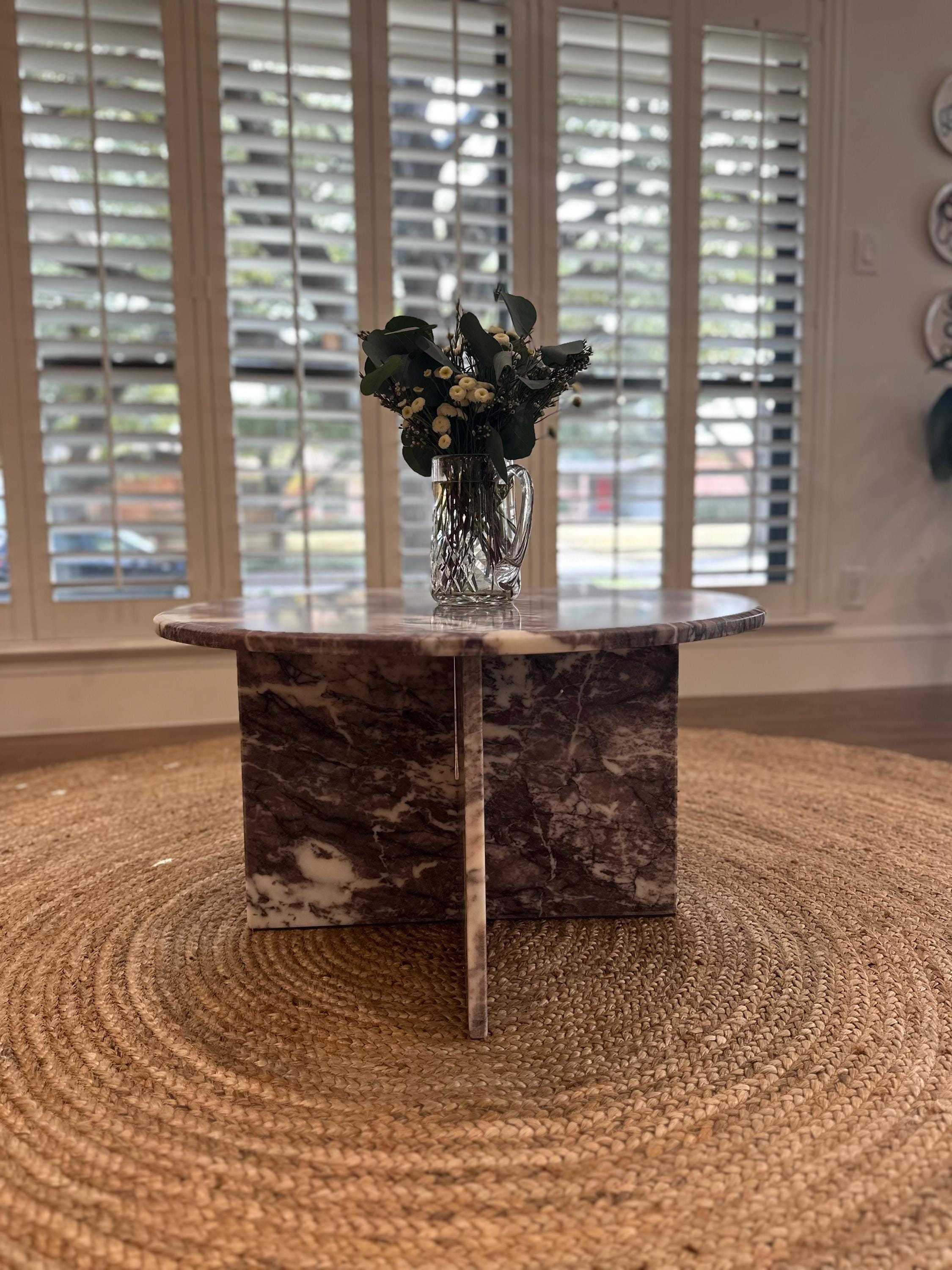 Dark Calacatta viola marble coffee table