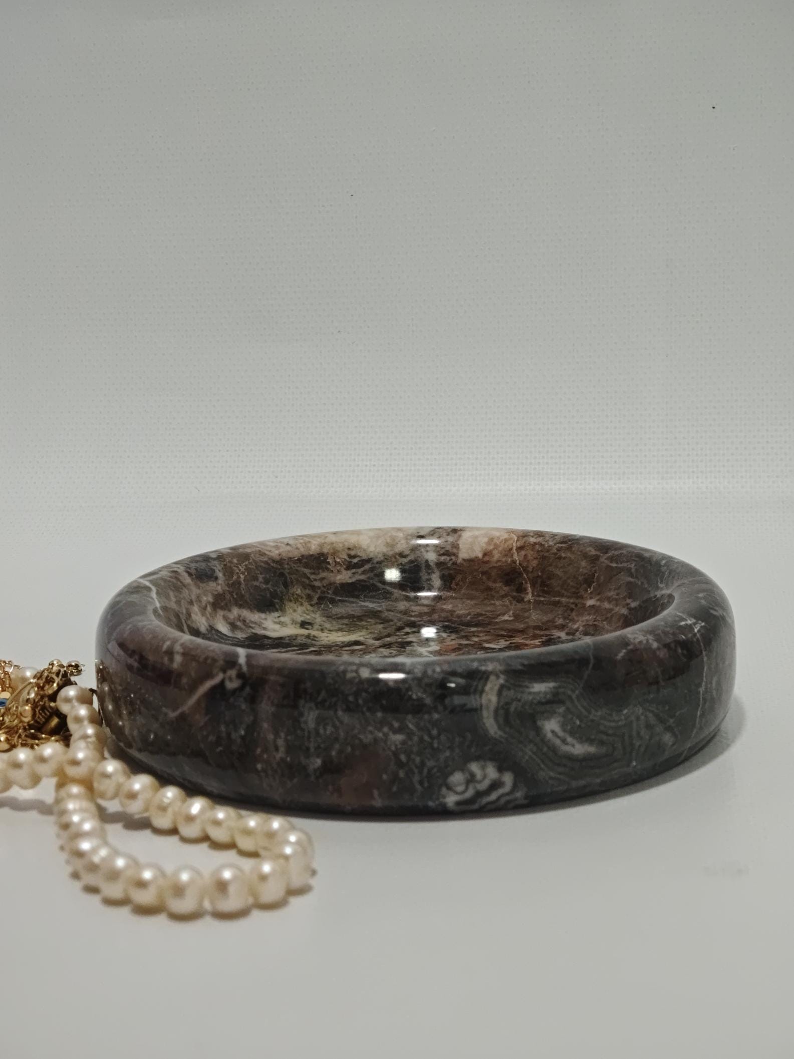 Brown marble catch-all, ring holder handmade product, POLİSHED