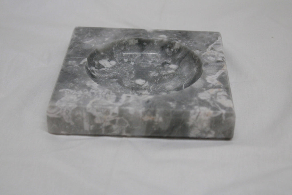 Handmade Silver Marble Ashtray: Square Stone Decor