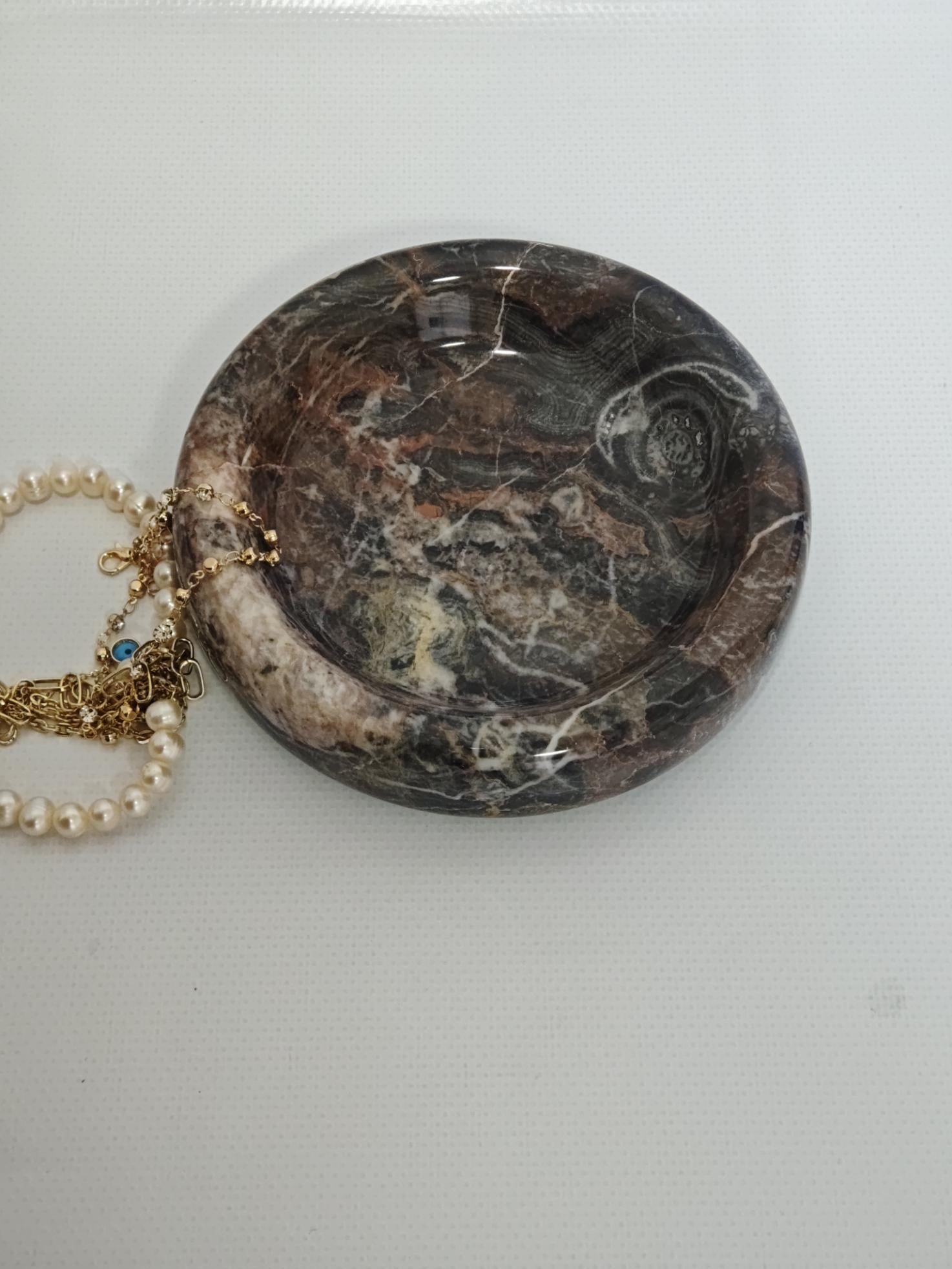 Brown marble catch-all, ring holder handmade product, POLİSHED