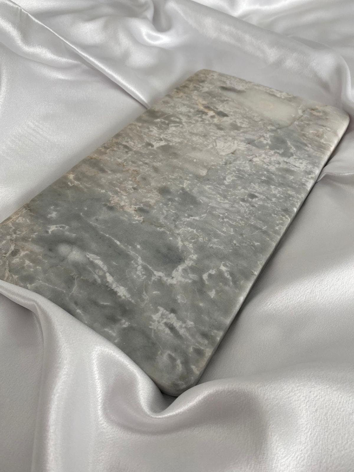 Rectangular Silver Marble Stone Tray: Vanity & Coffee Table Decor