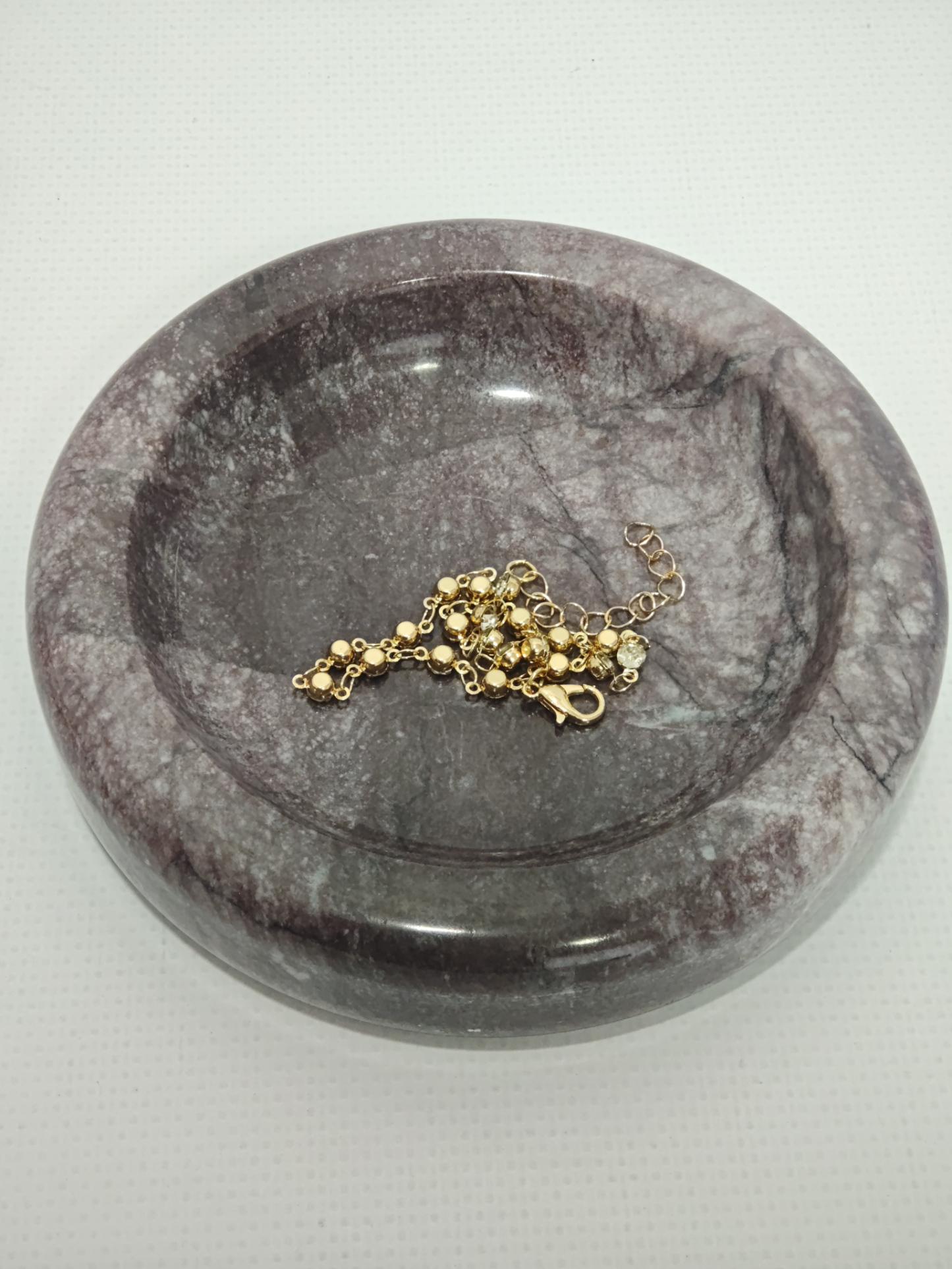 Dark Lilac marble catch-all, ring holder handmade product, POLİSHED