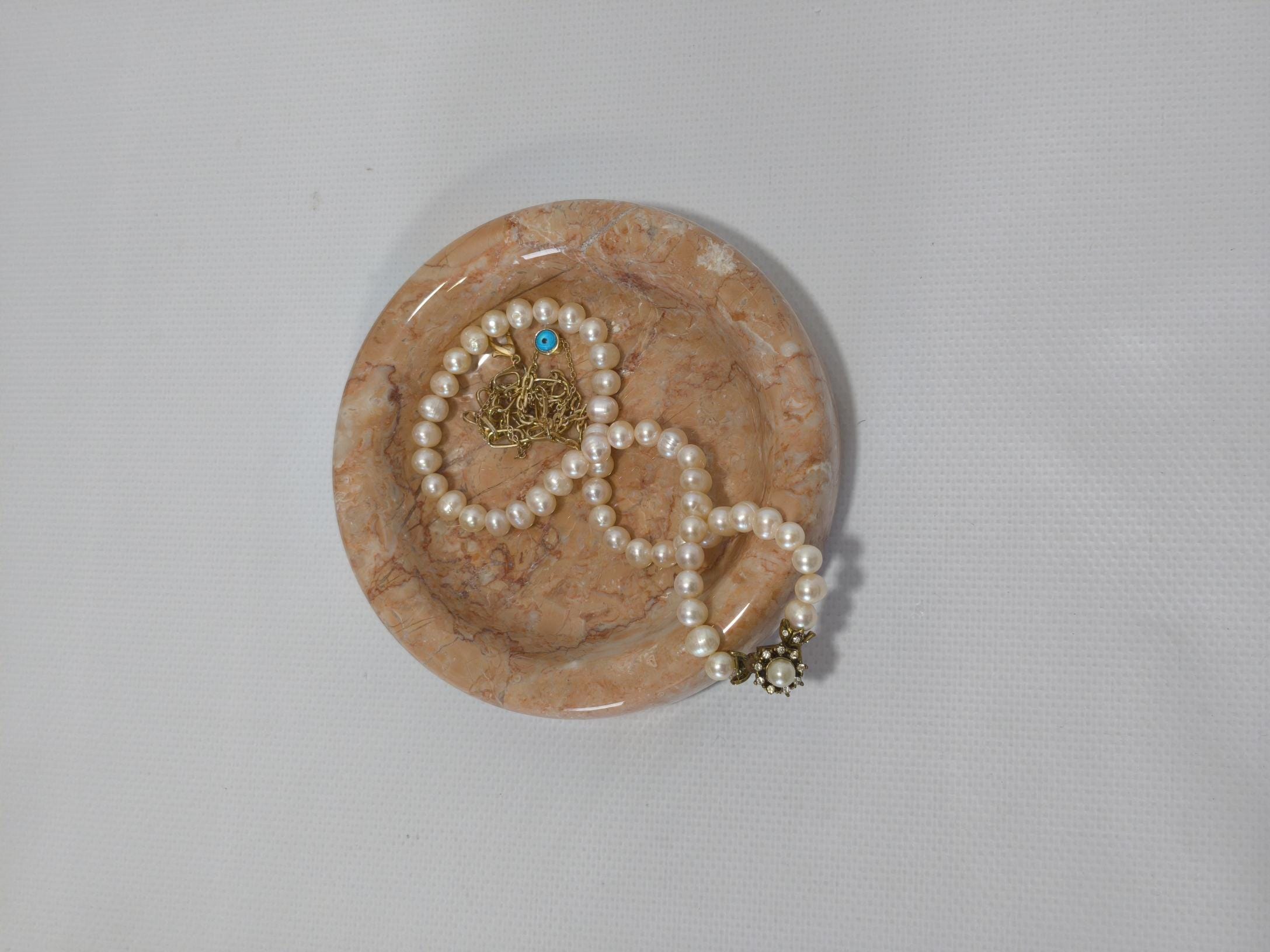 Pink Beige marble catch-all, ring holder handmade product, POLİSHED
