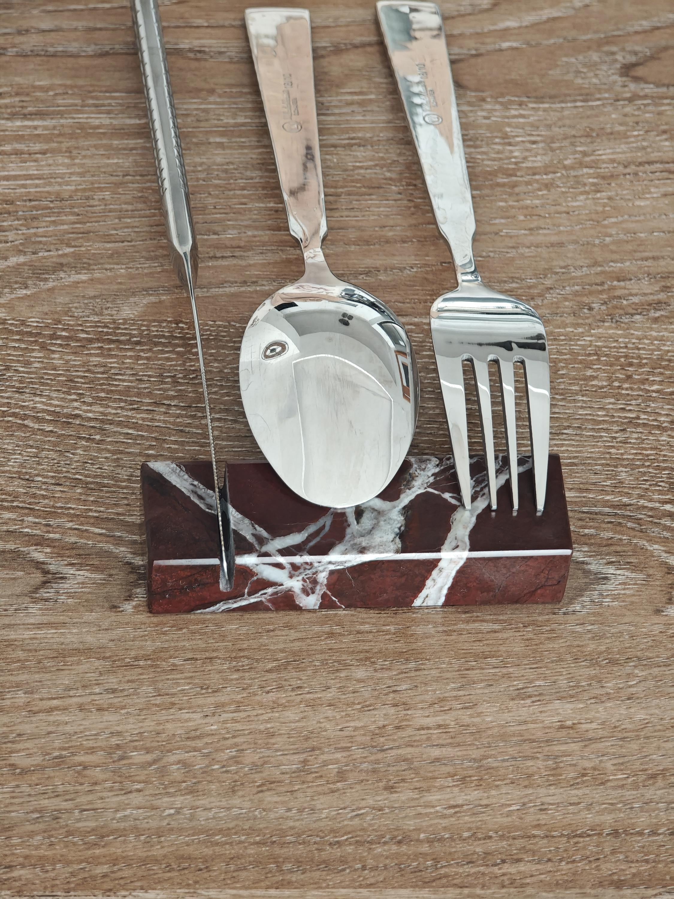 Cherry Marble Cutlery Rest Set: Knife Holder, Home Gift