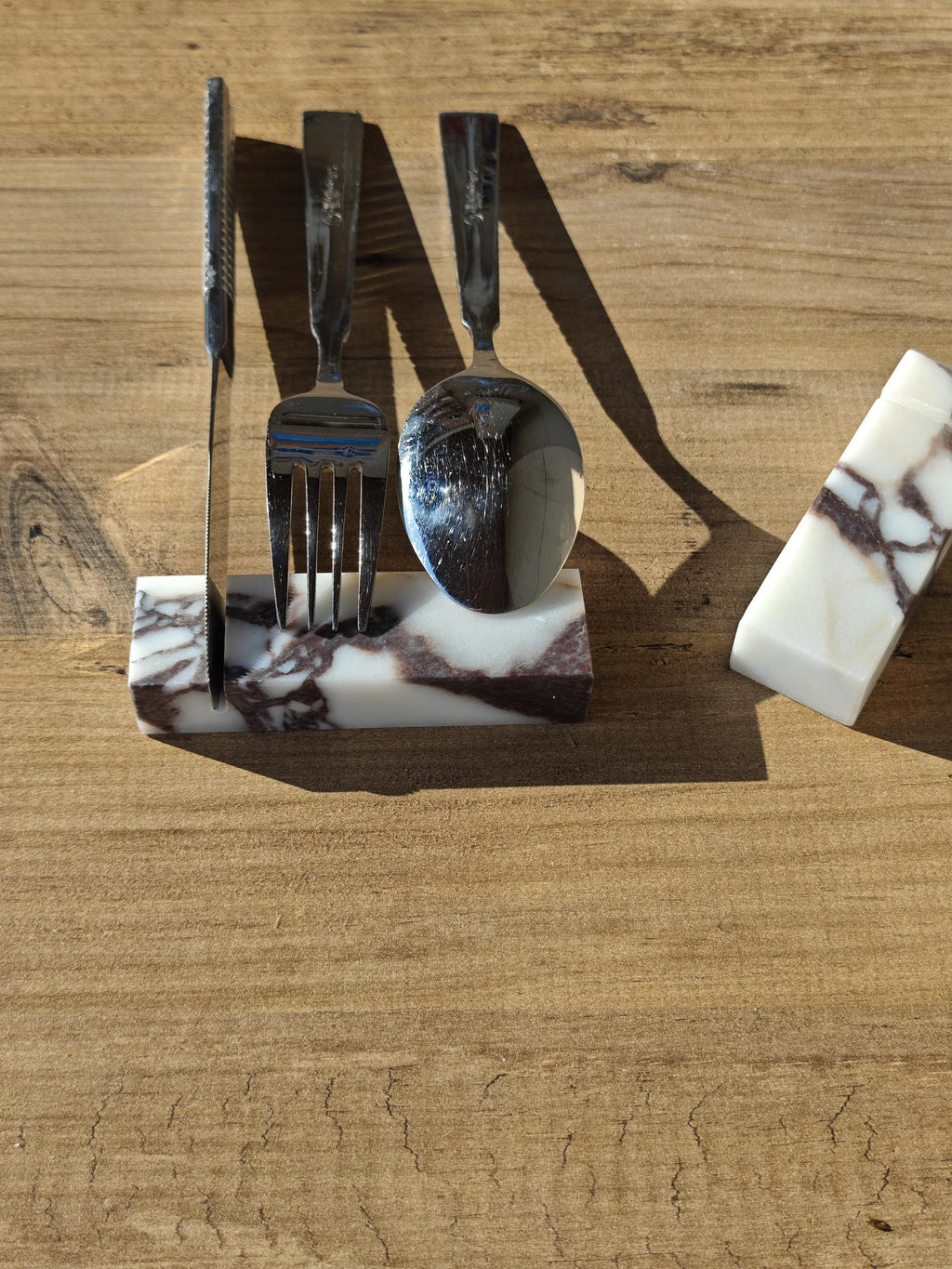 Calacatta Viola Marble Cutlery Rest Set: Knife Holder, Home Gift