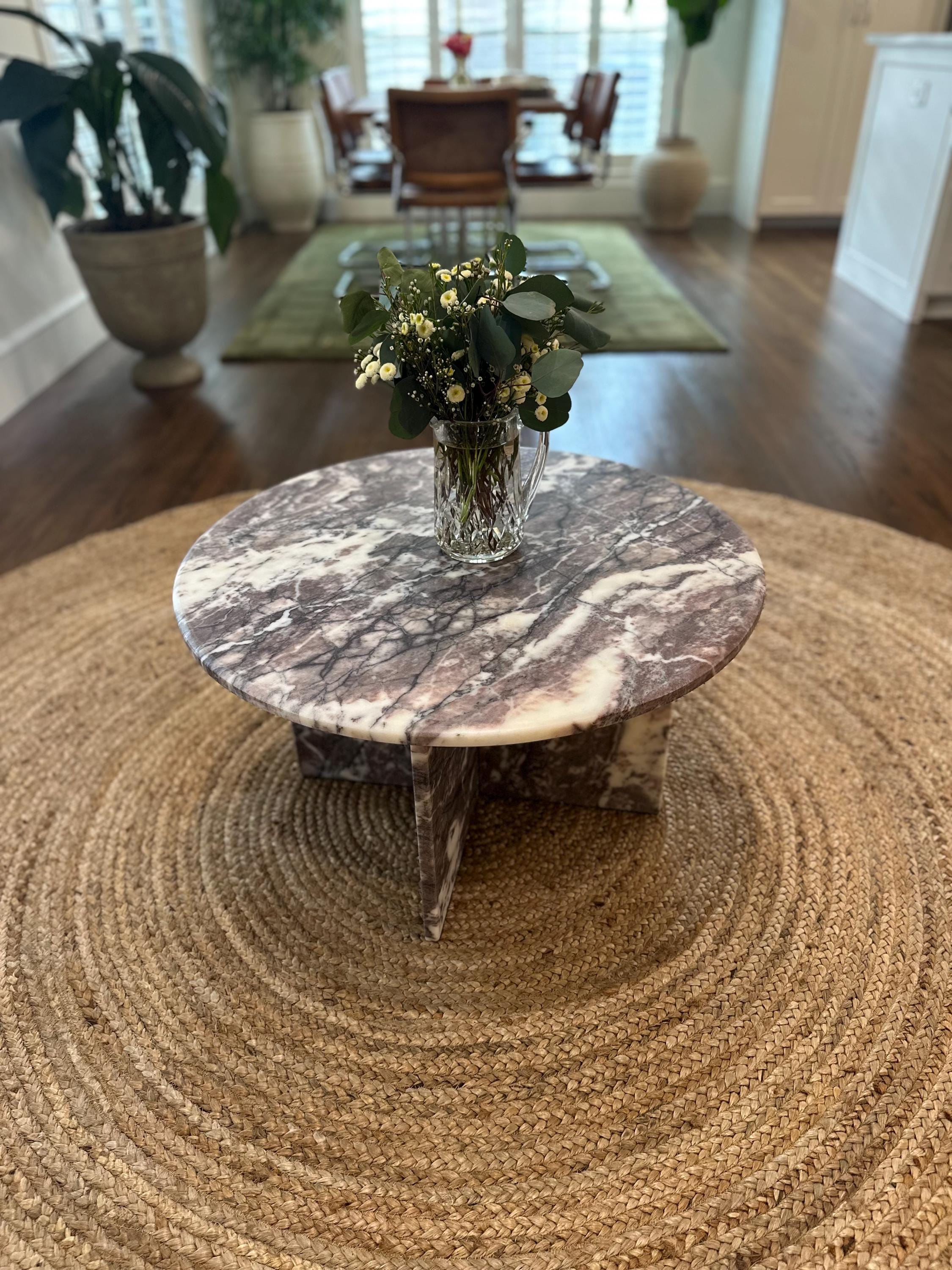 Dark Calacatta viola marble coffee table