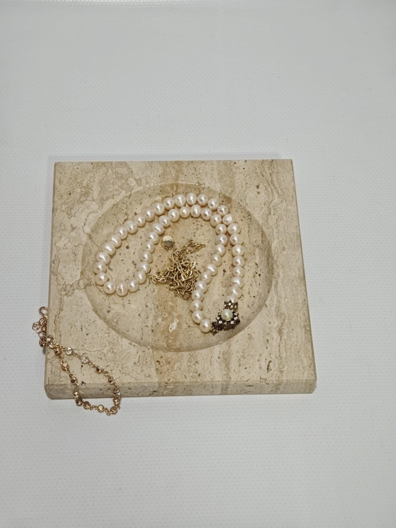 Travertine ring holder catcher handmade from real travertine
