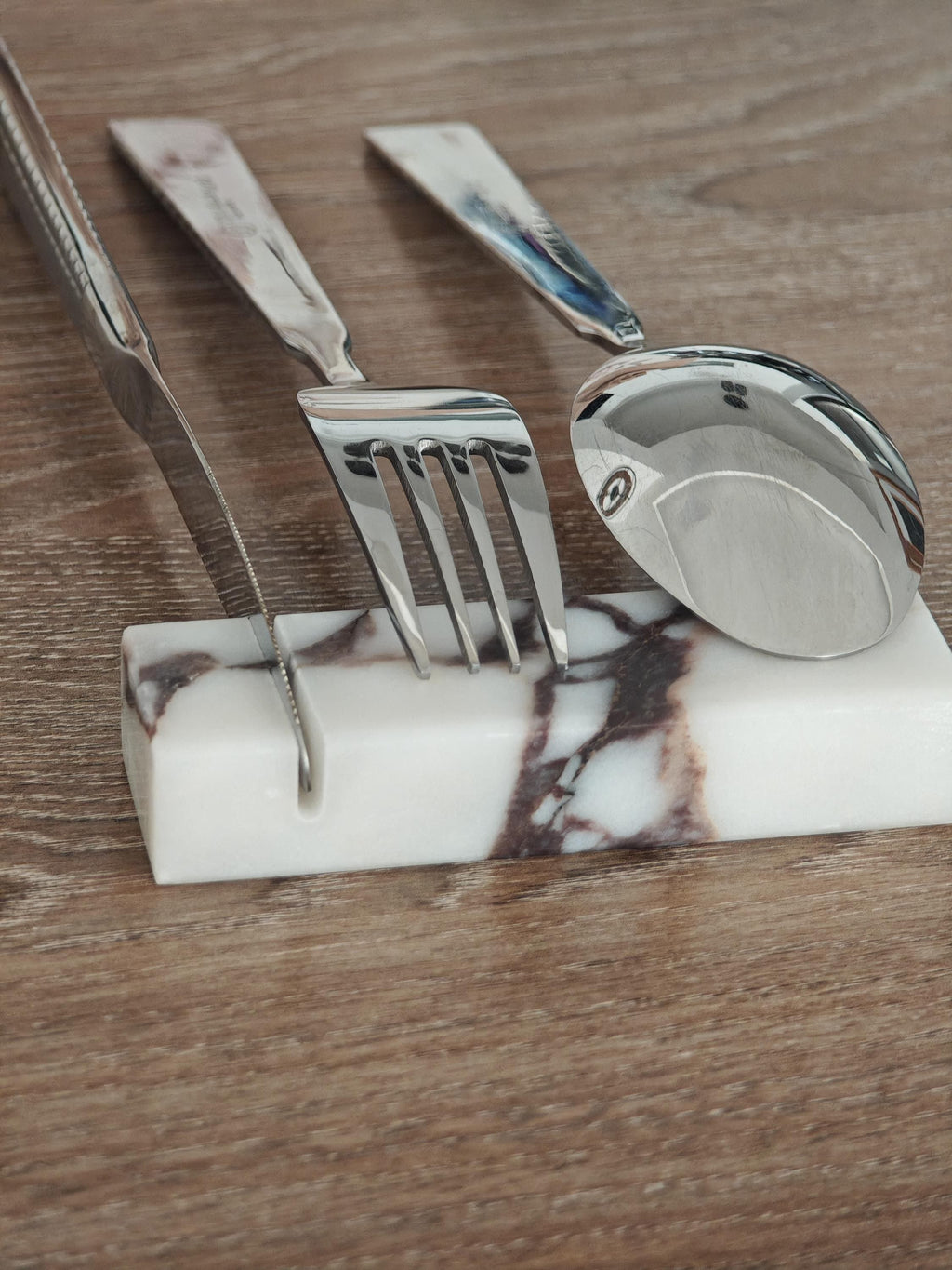 Calacatta Viola Marble Cutlery Rest Set: Knife Holder, Home Gift