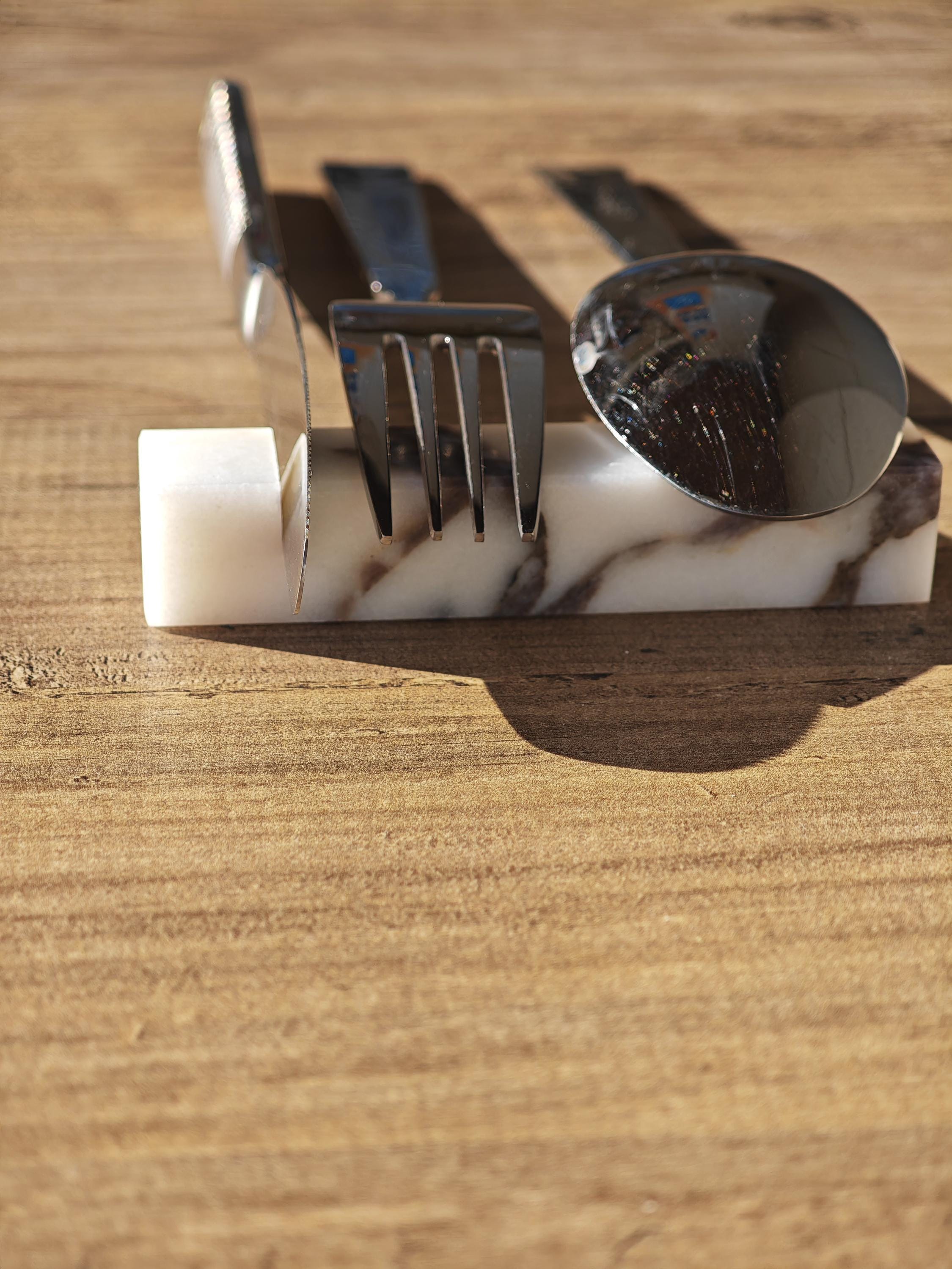 Calacatta Viola Marble Cutlery Rest Set: Knife Holder, Home Gift