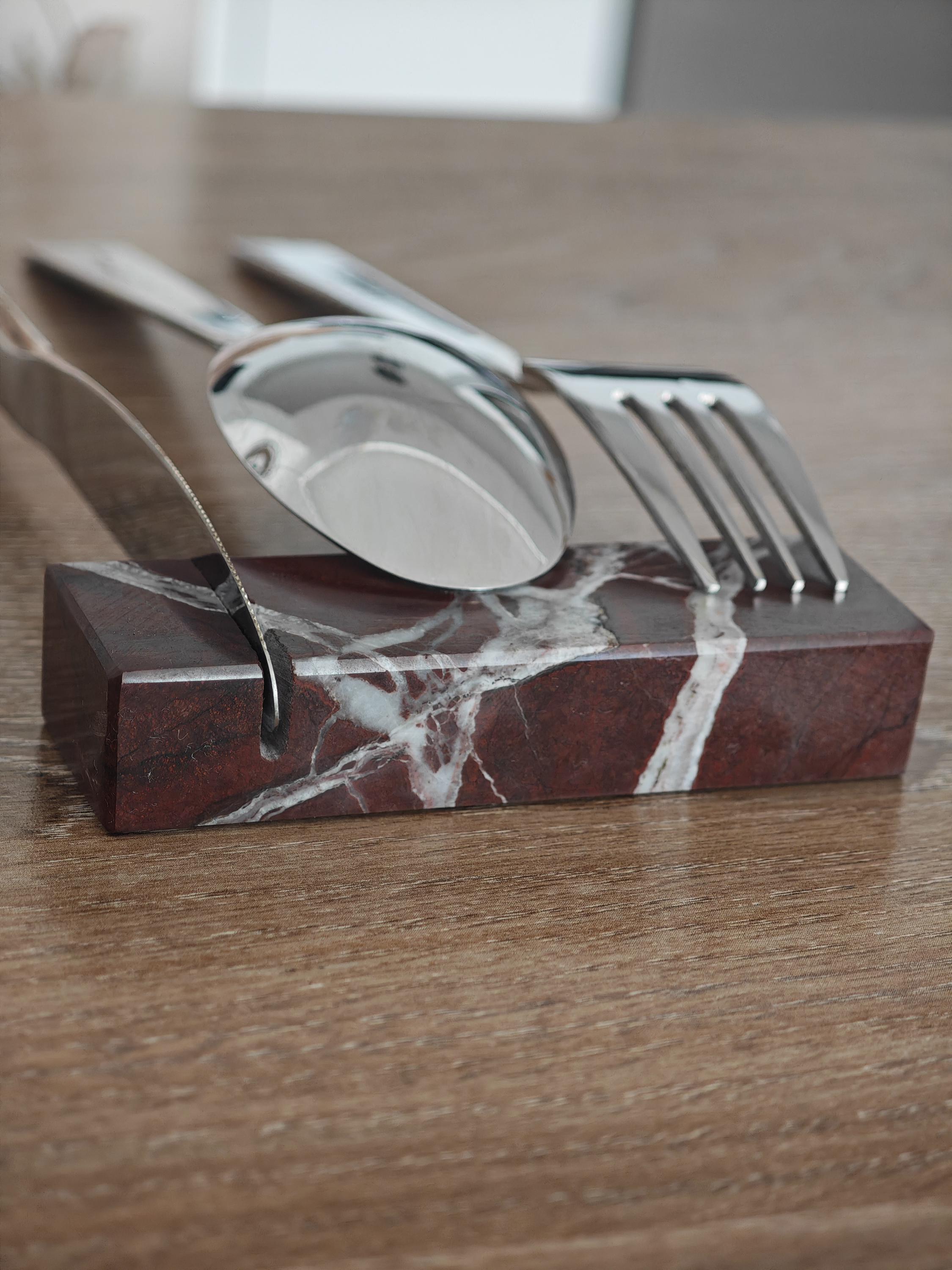 Cherry Marble Cutlery Rest Set: Knife Holder, Home Gift