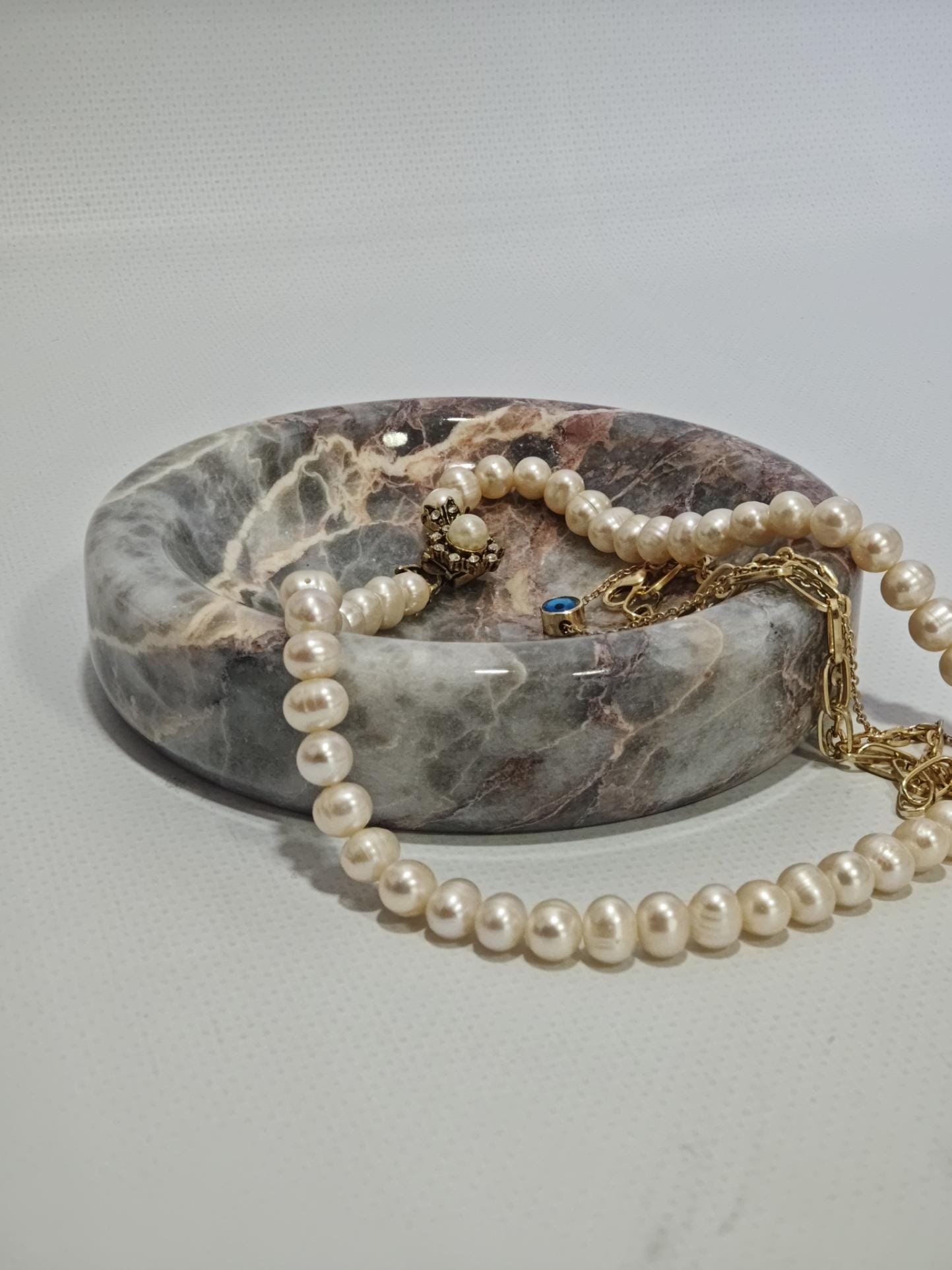 Salome marble catch-all, ring holder handmade product, POLİSHED