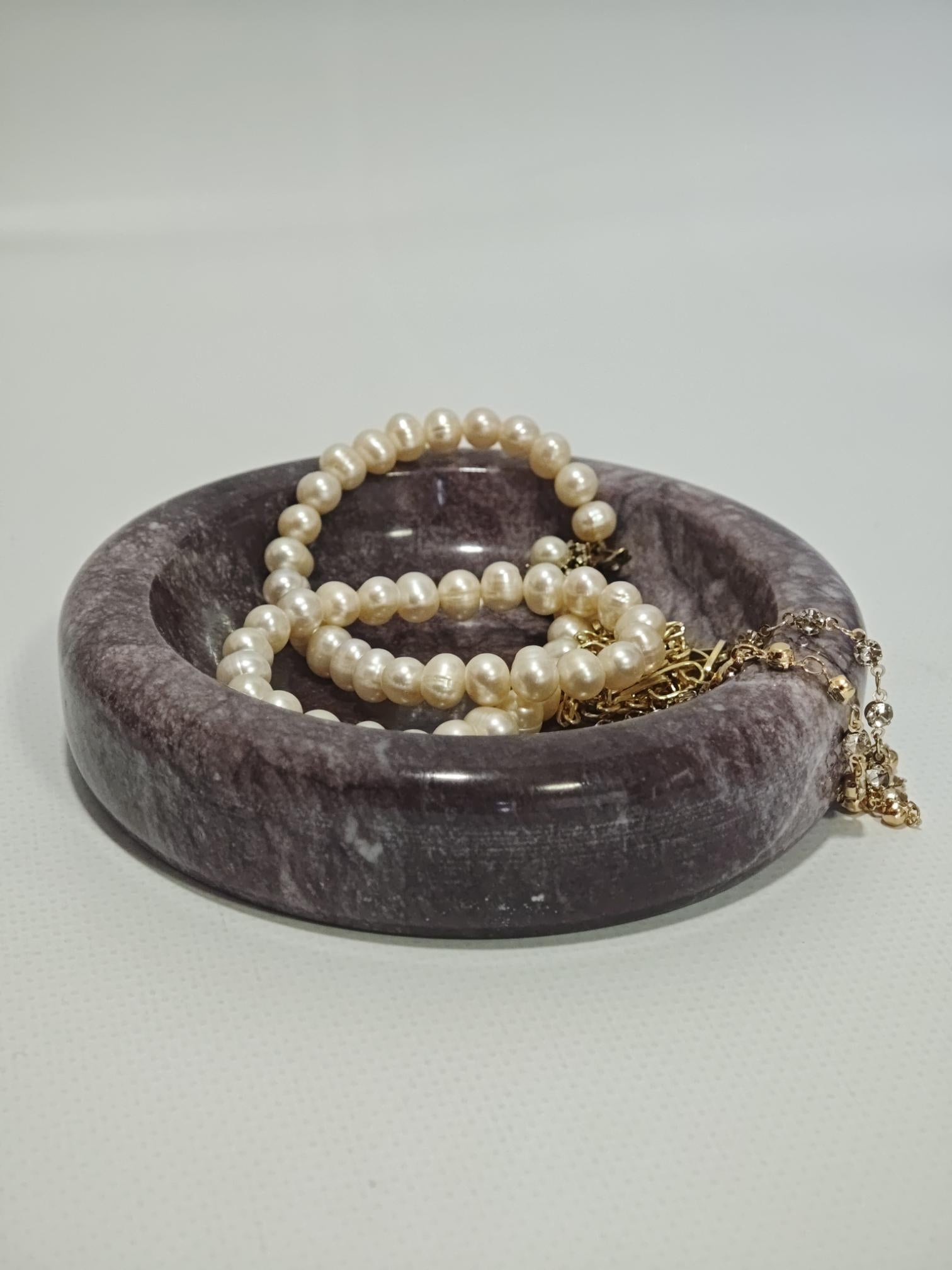 Dark Lilac marble catch-all, ring holder handmade product, POLİSHED