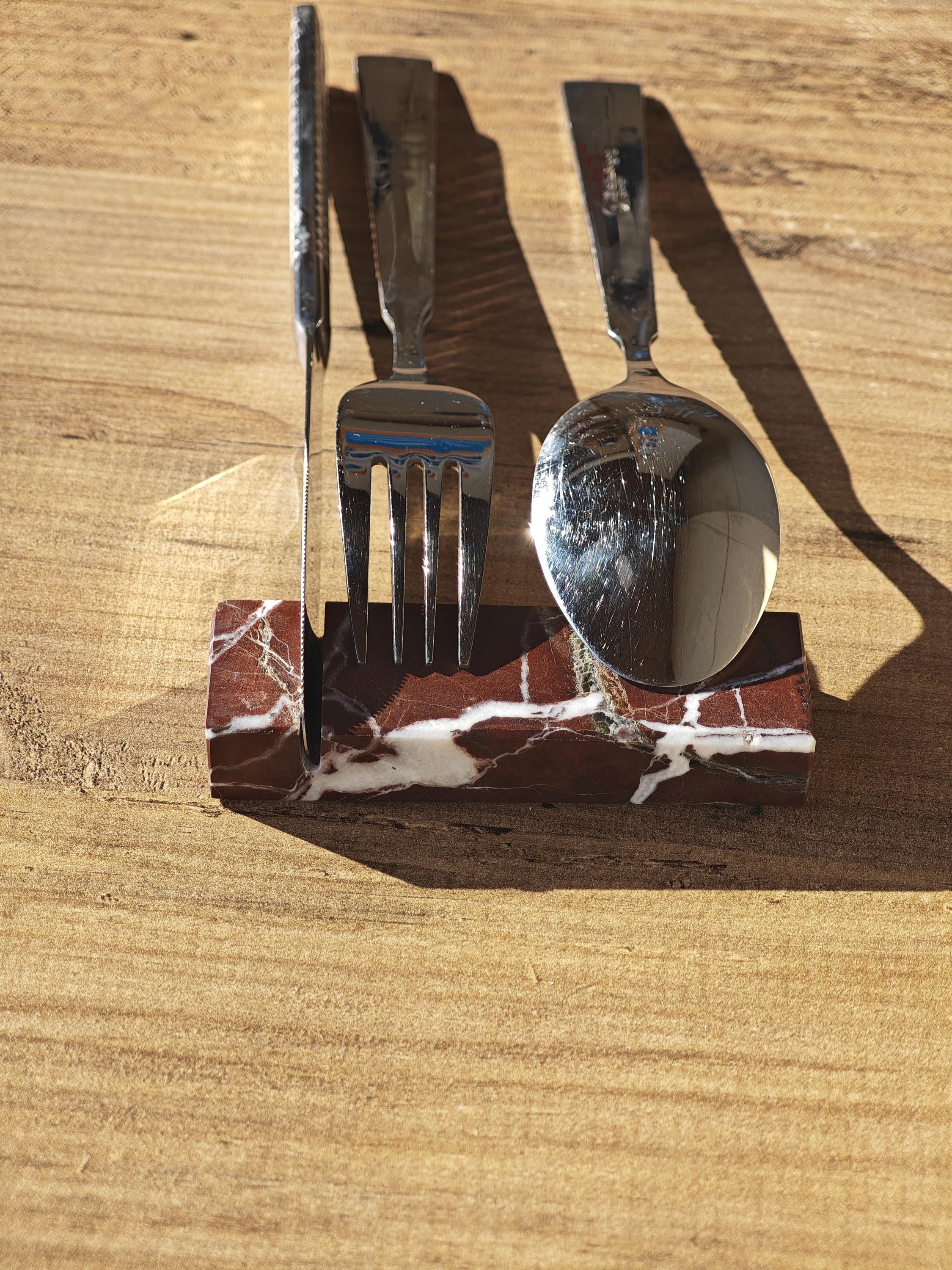 Cherry Marble Cutlery Rest Set: Knife Holder, Home Gift