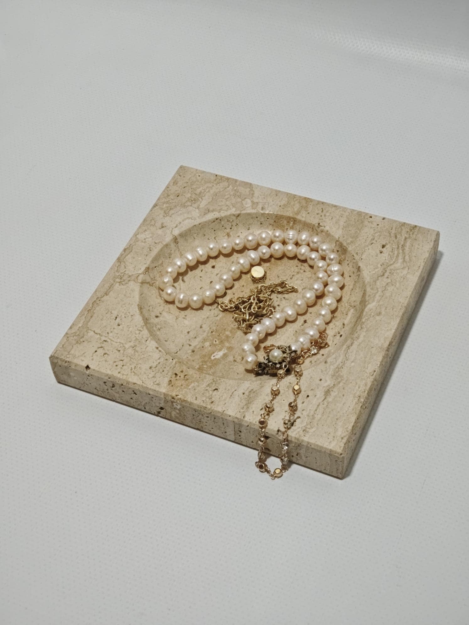 Travertine ring holder catcher handmade from real travertine