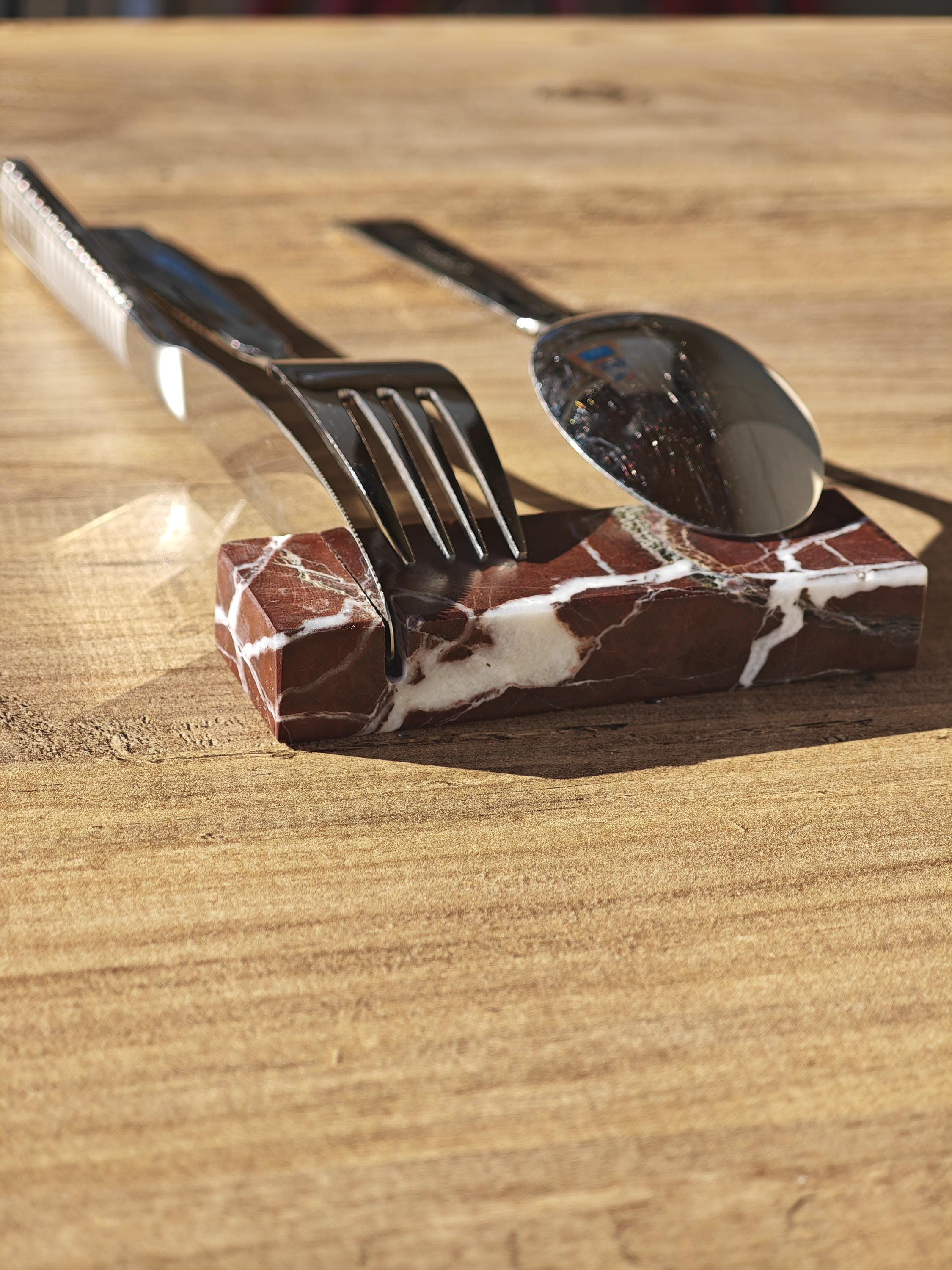 Cherry Marble Cutlery Rest Set: Knife Holder, Home Gift