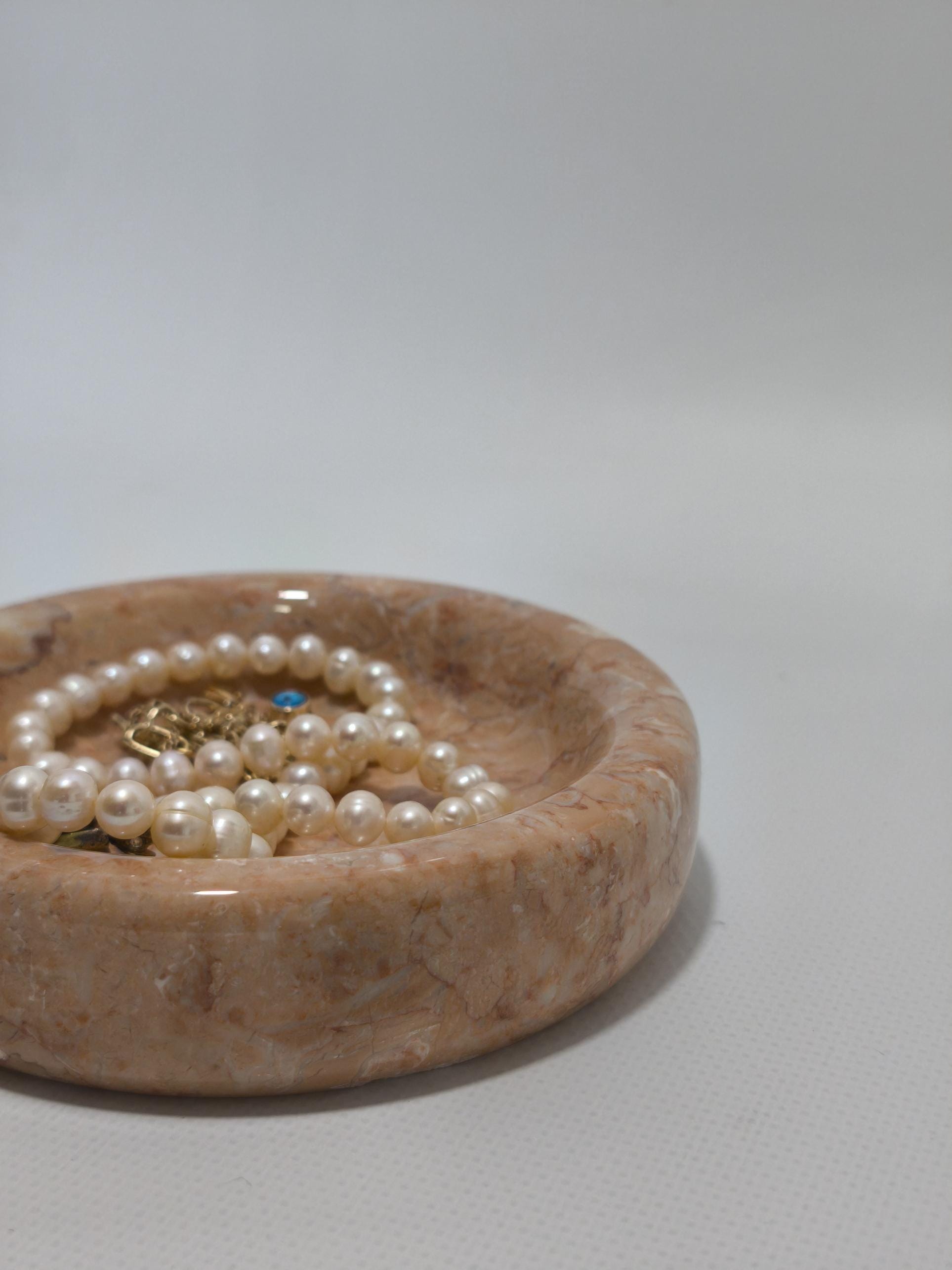 Pink Beige marble catch-all, ring holder handmade product, POLİSHED