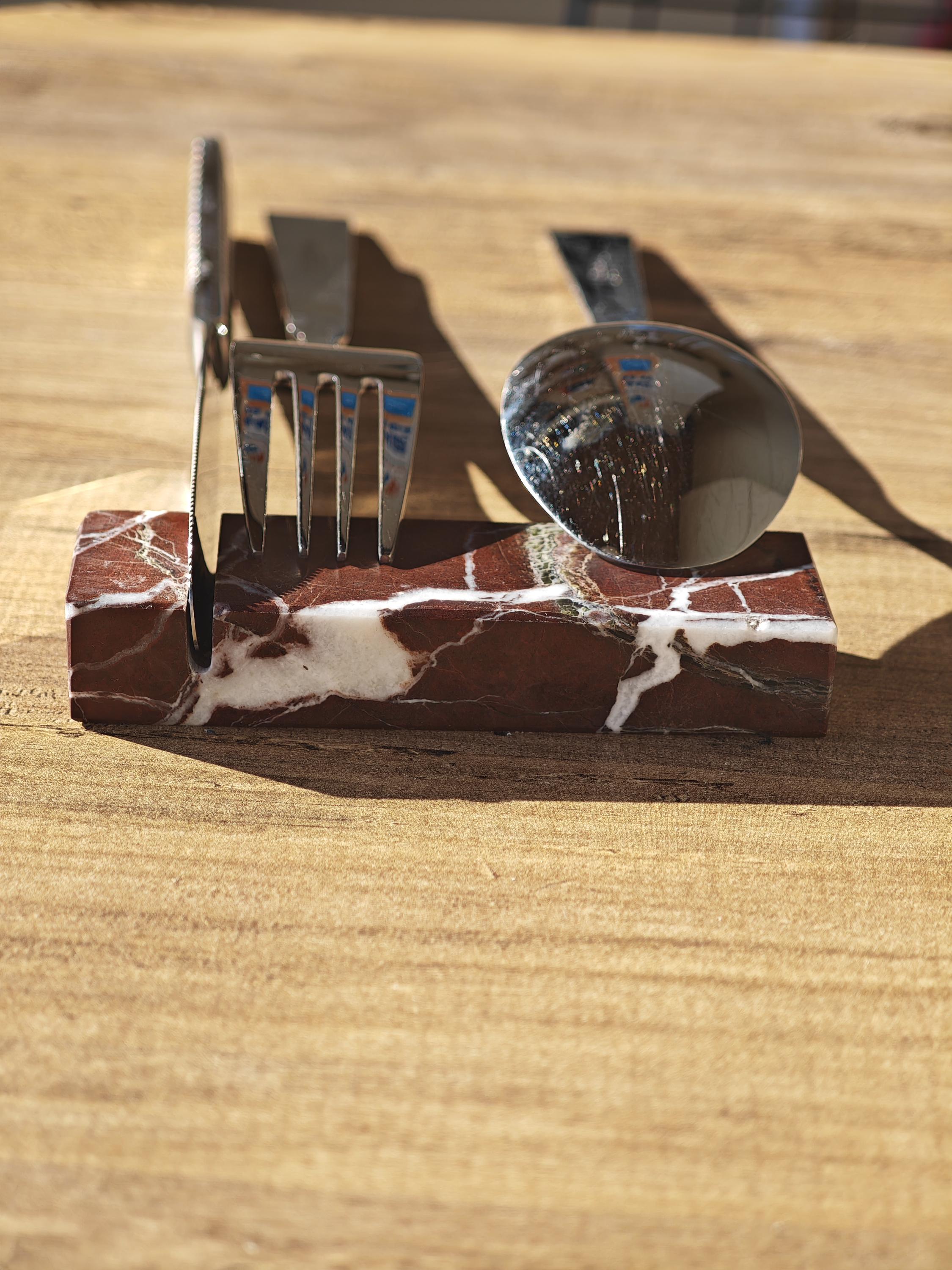 Cherry Marble Cutlery Rest Set: Knife Holder, Home Gift
