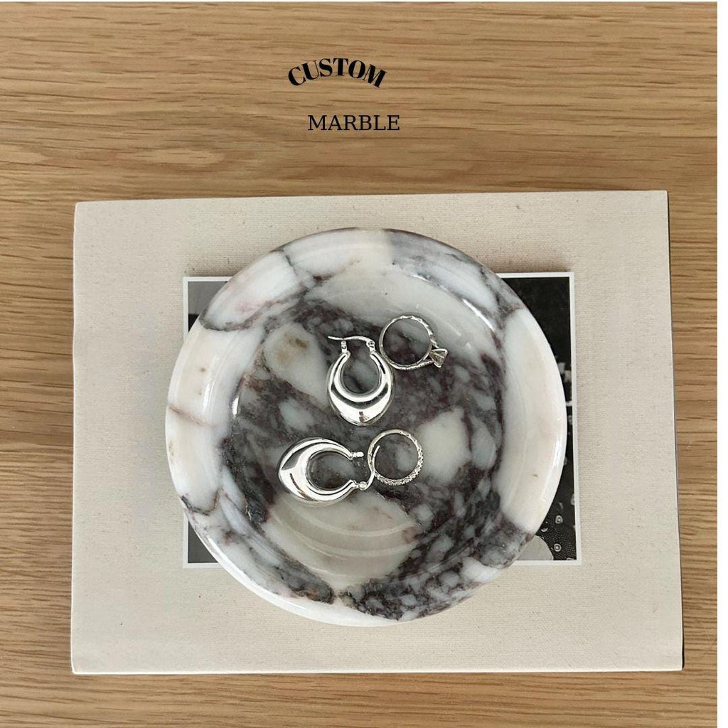 Calacatta viola marble catch-all, ring holder handmade product, POLISHED