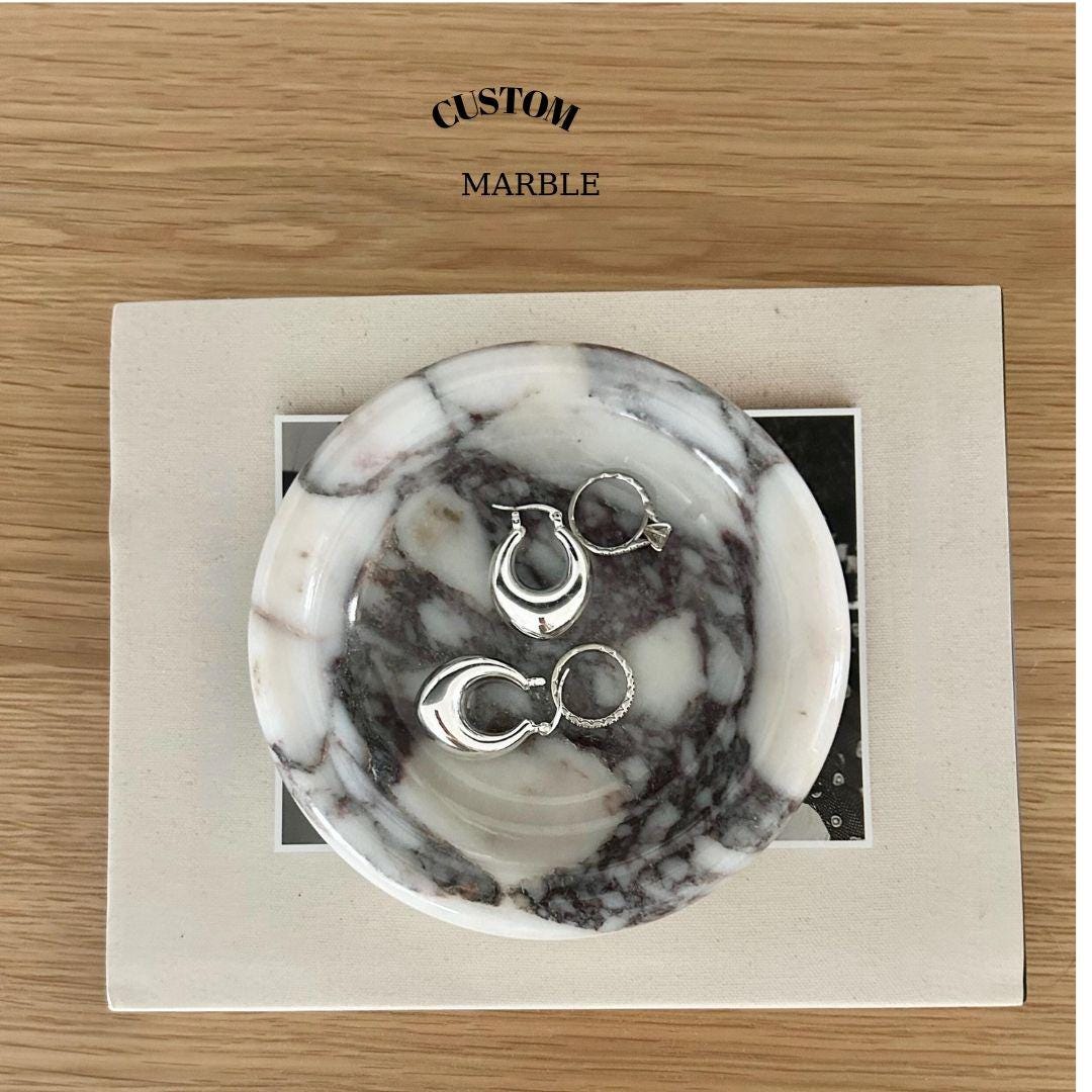 Calacatta viola marble catch-all, ring holder handmade product, POLISHED