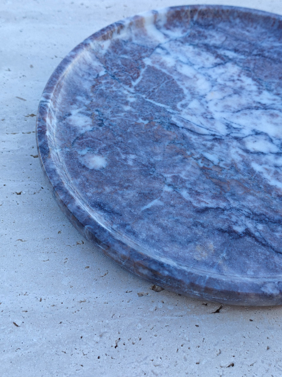 Dark Purple Marble Decorative Tray – 10 Inch Polished Natural Stone Plate – Luxury Coffee Table Decor – Vanity Organizer – Handmade Marble Dish