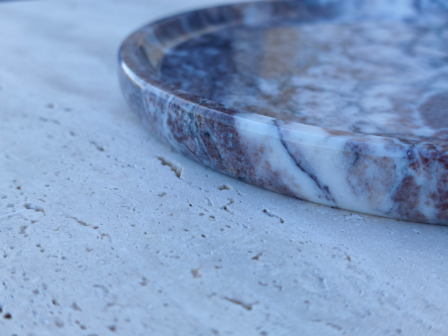 Dark Purple Marble Decorative Tray – 10 Inch Polished Natural Stone Plate – Luxury Coffee Table Decor – Vanity Organizer – Handmade Marble Dish