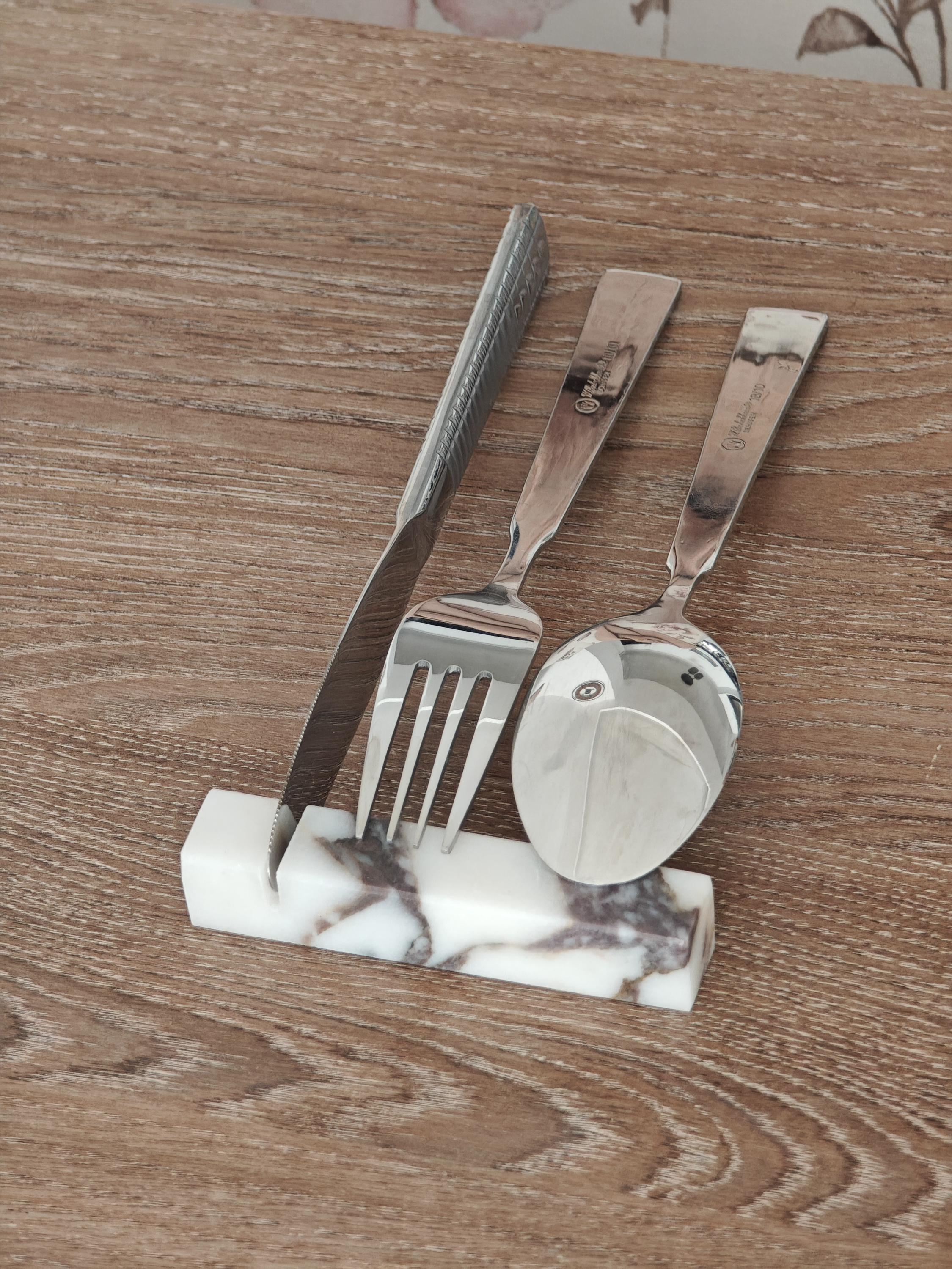 Calacatta Viola Marble Cutlery Rest Set: Knife Holder, Home Gift