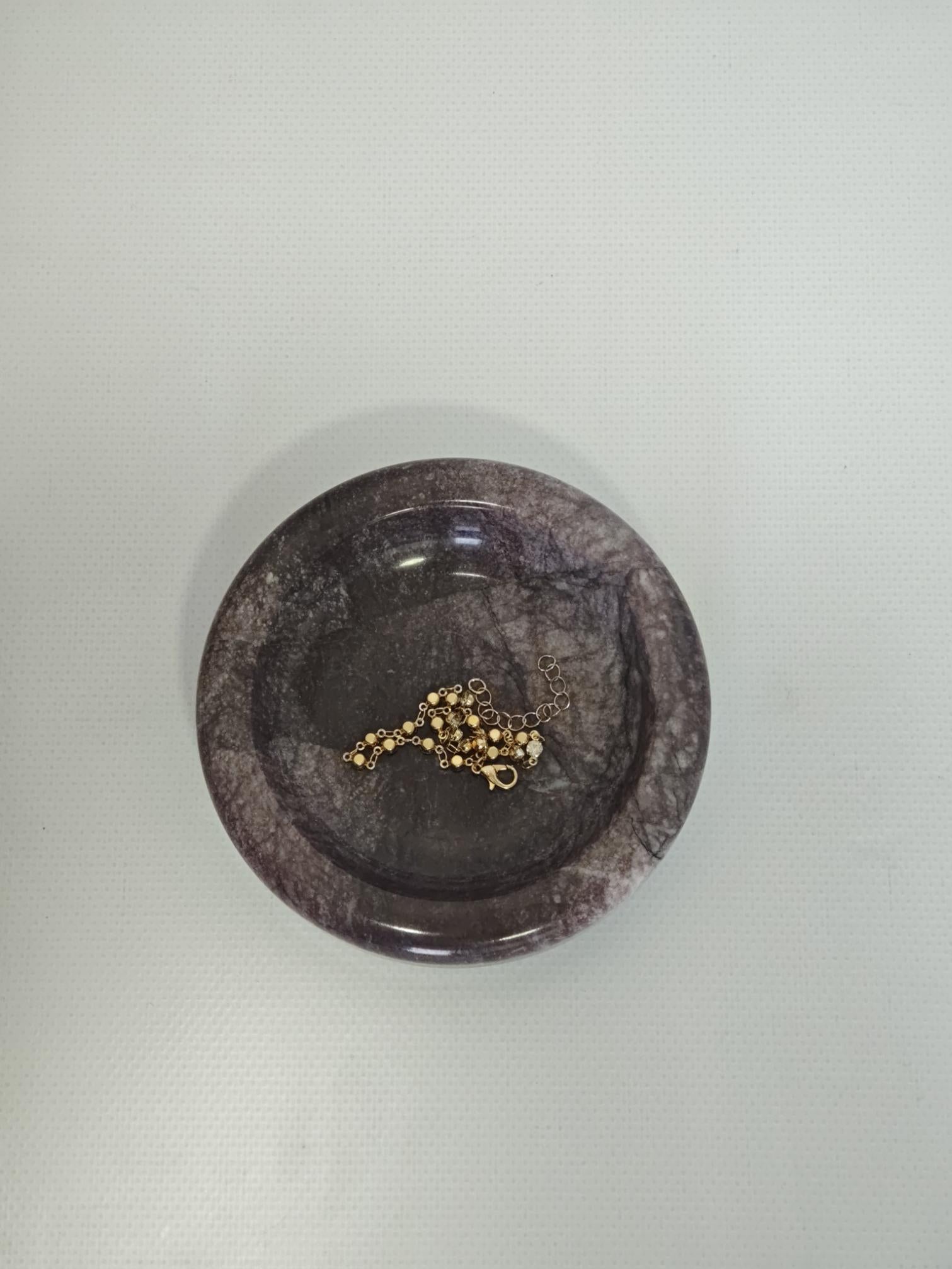 Dark Lilac marble catch-all, ring holder handmade product, POLİSHED