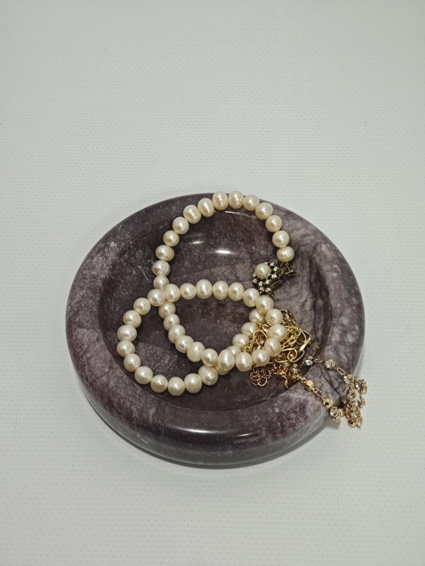 Dark Lilac marble catch-all, ring holder handmade product, POLİSHED