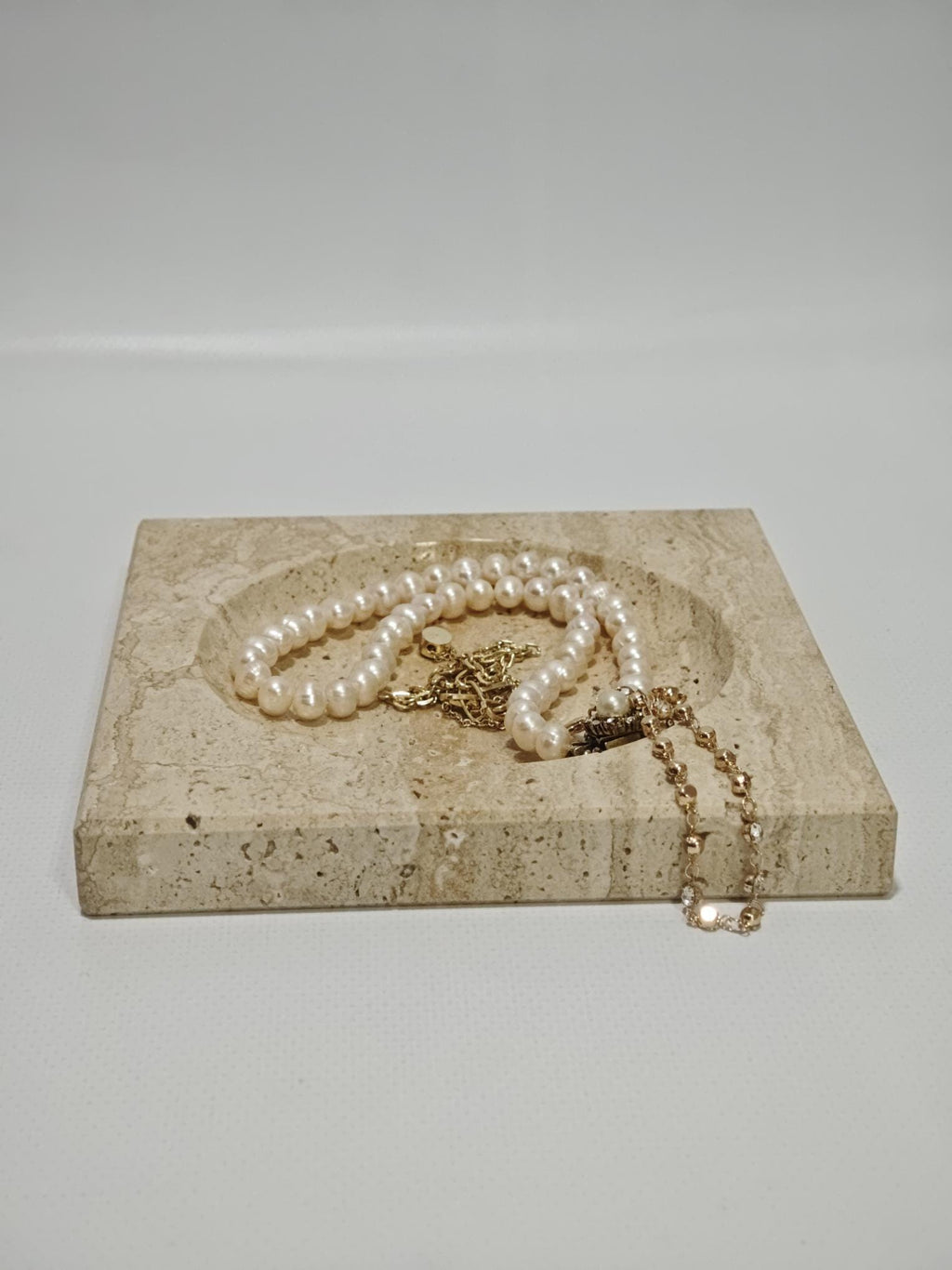Travertine ring holder catcher handmade from real travertine