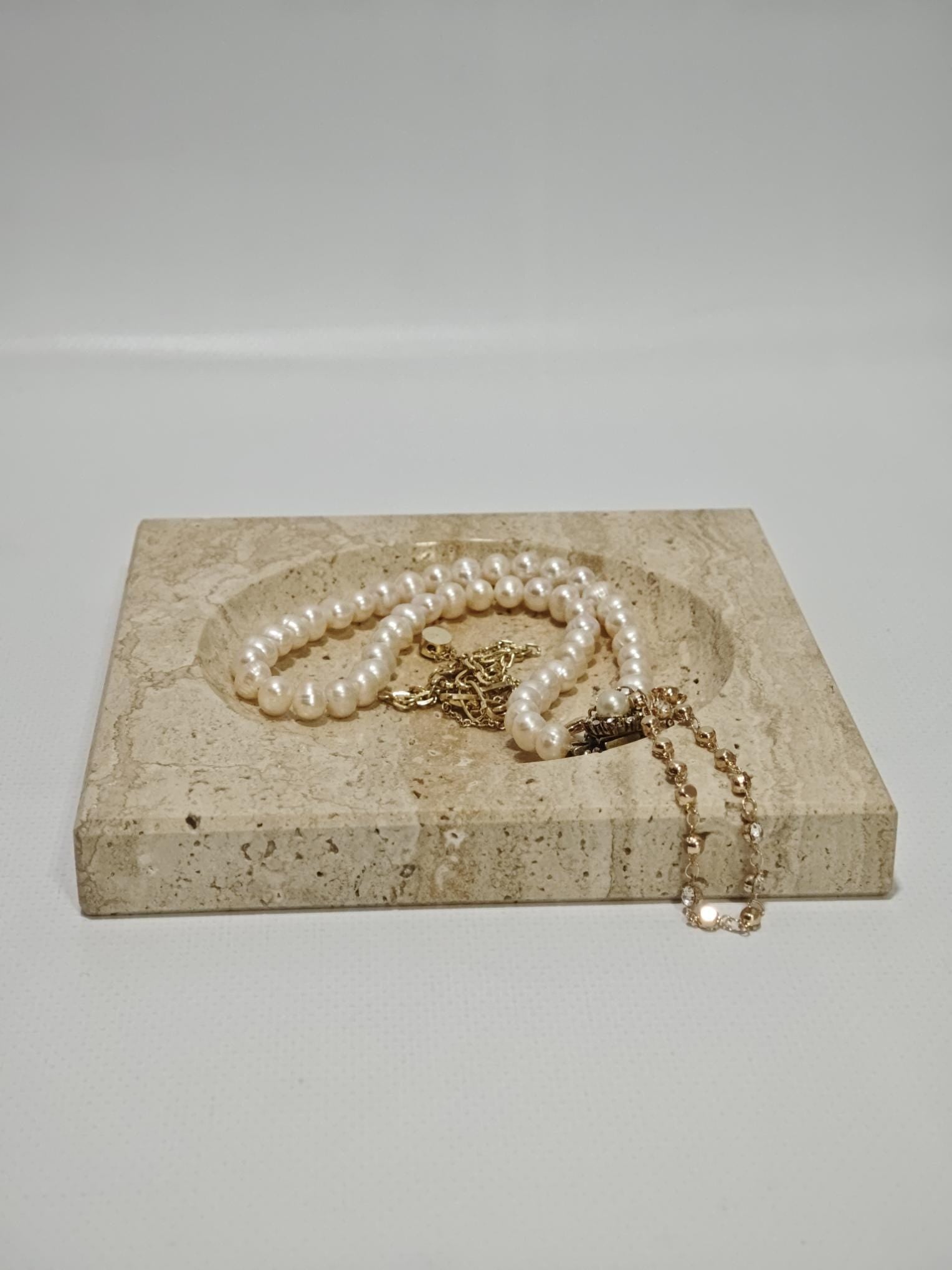 Travertine ring holder catcher handmade from real travertine