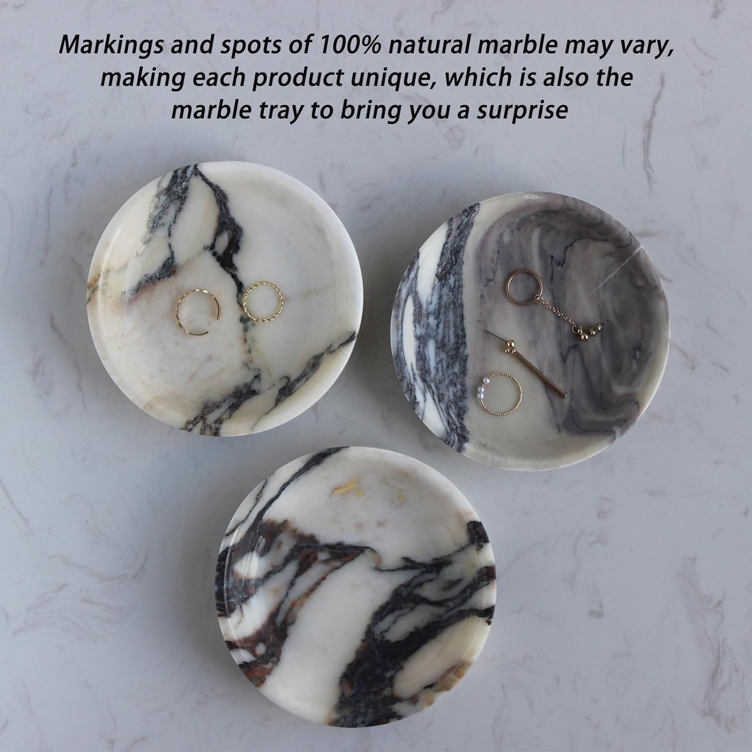 Handmade Calacatta Viola Marble Jewelry Dish: Luxury Trinket Tray (5.5")