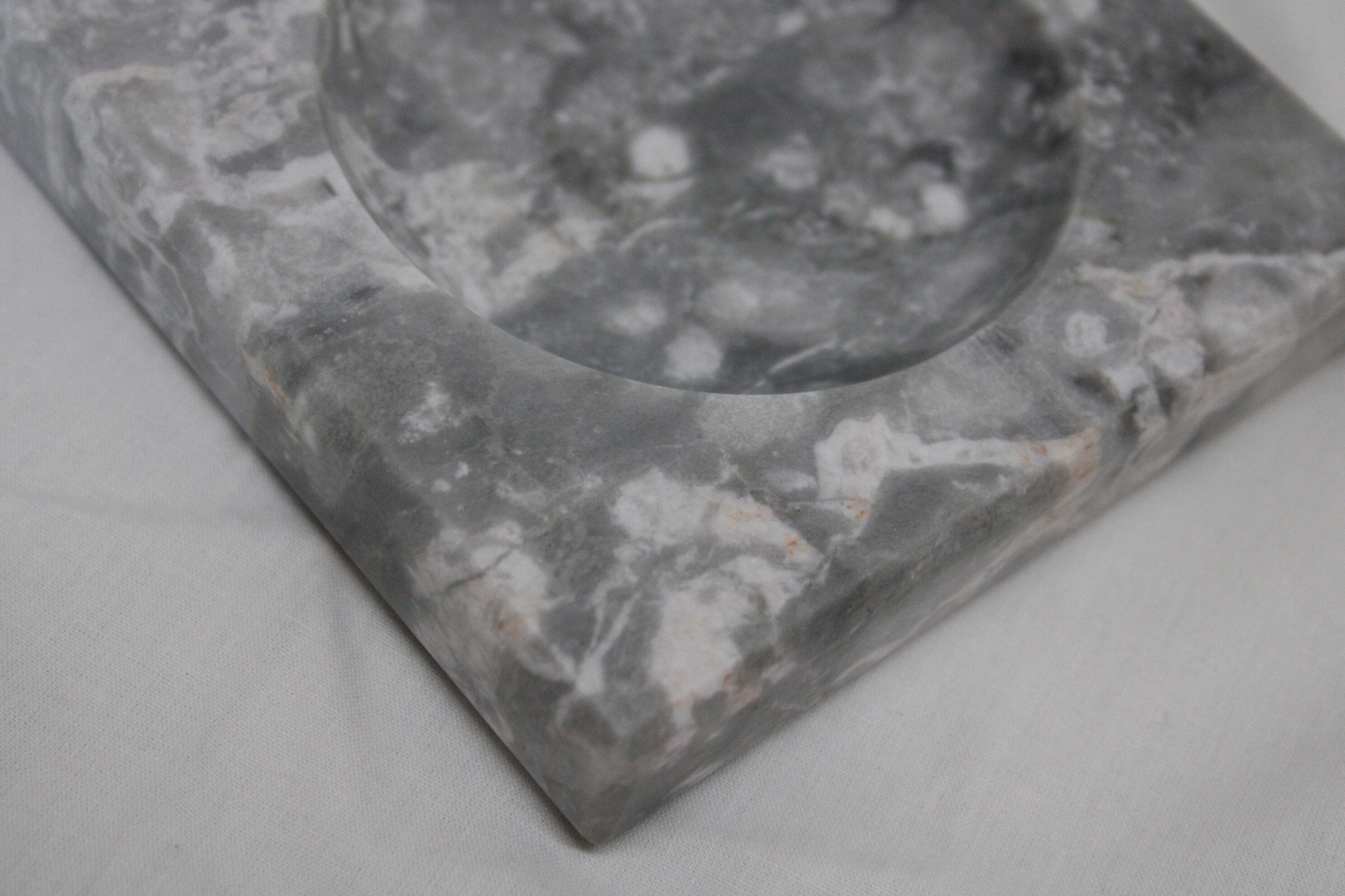 Handmade Silver Marble Ashtray: Square Stone Decor