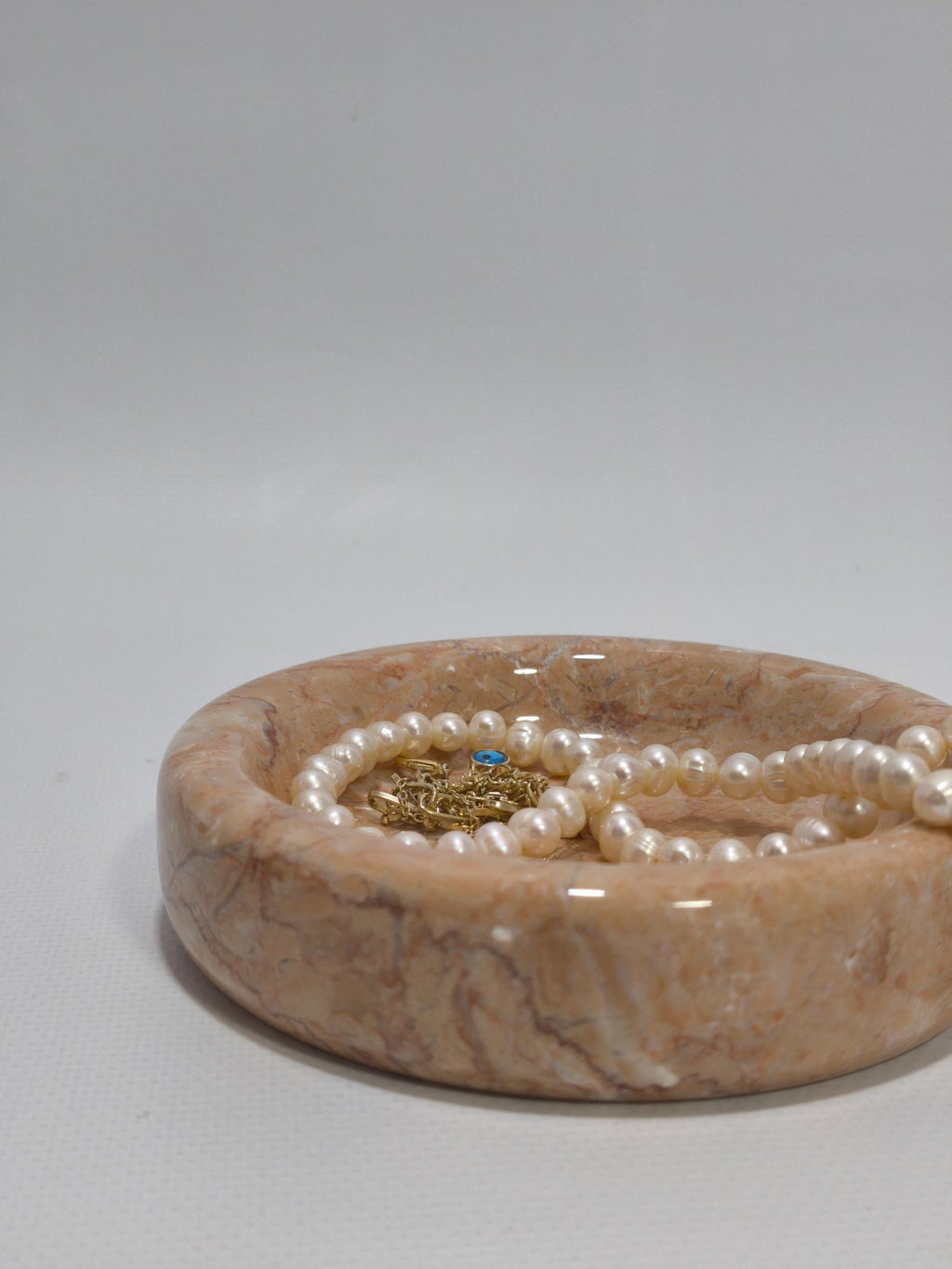 Pink Beige marble catch-all, ring holder handmade product, POLİSHED