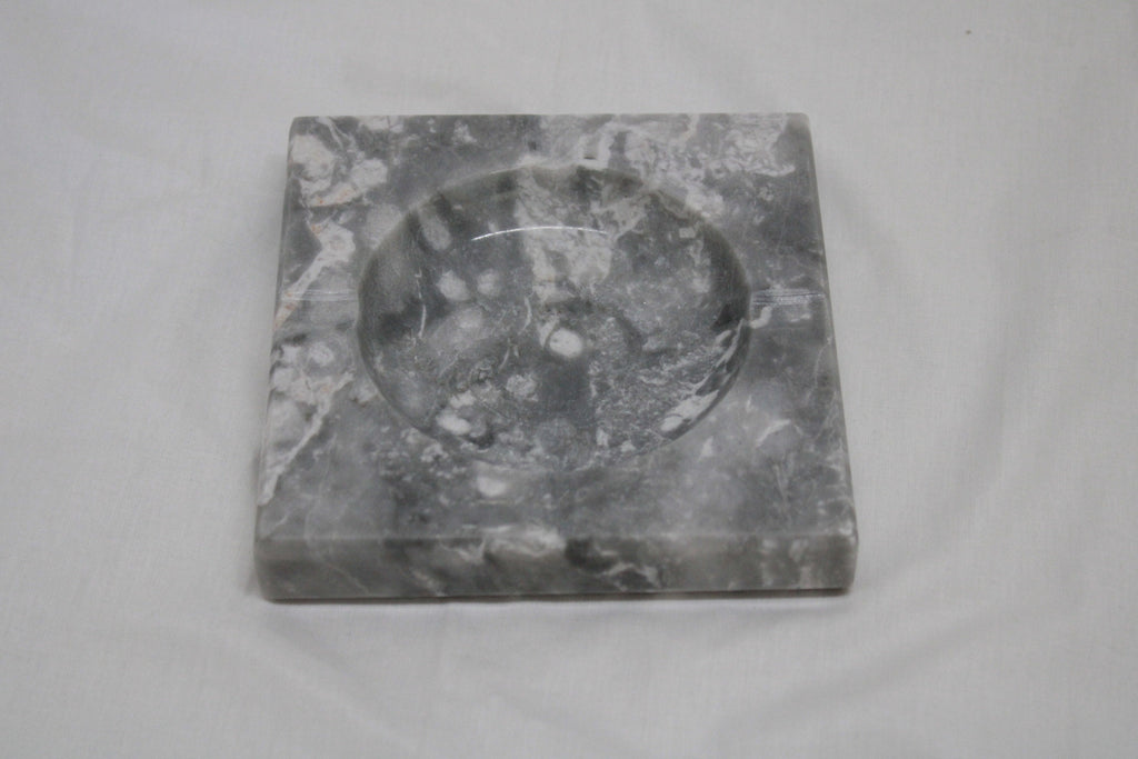 Handmade Silver Marble Ashtray: Square Stone Decor