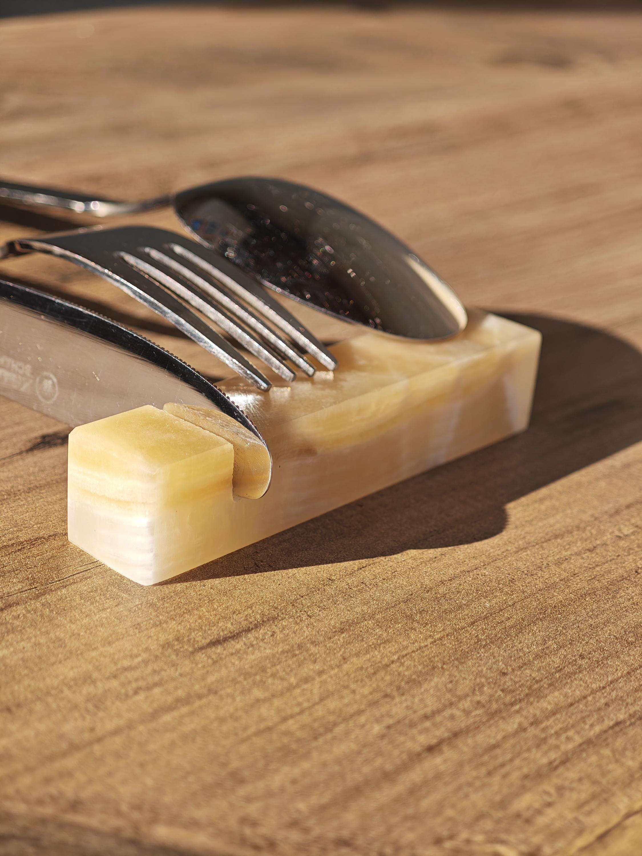 Onyx Stone Cutlery Rest Set: Knife Holder, Home Gift