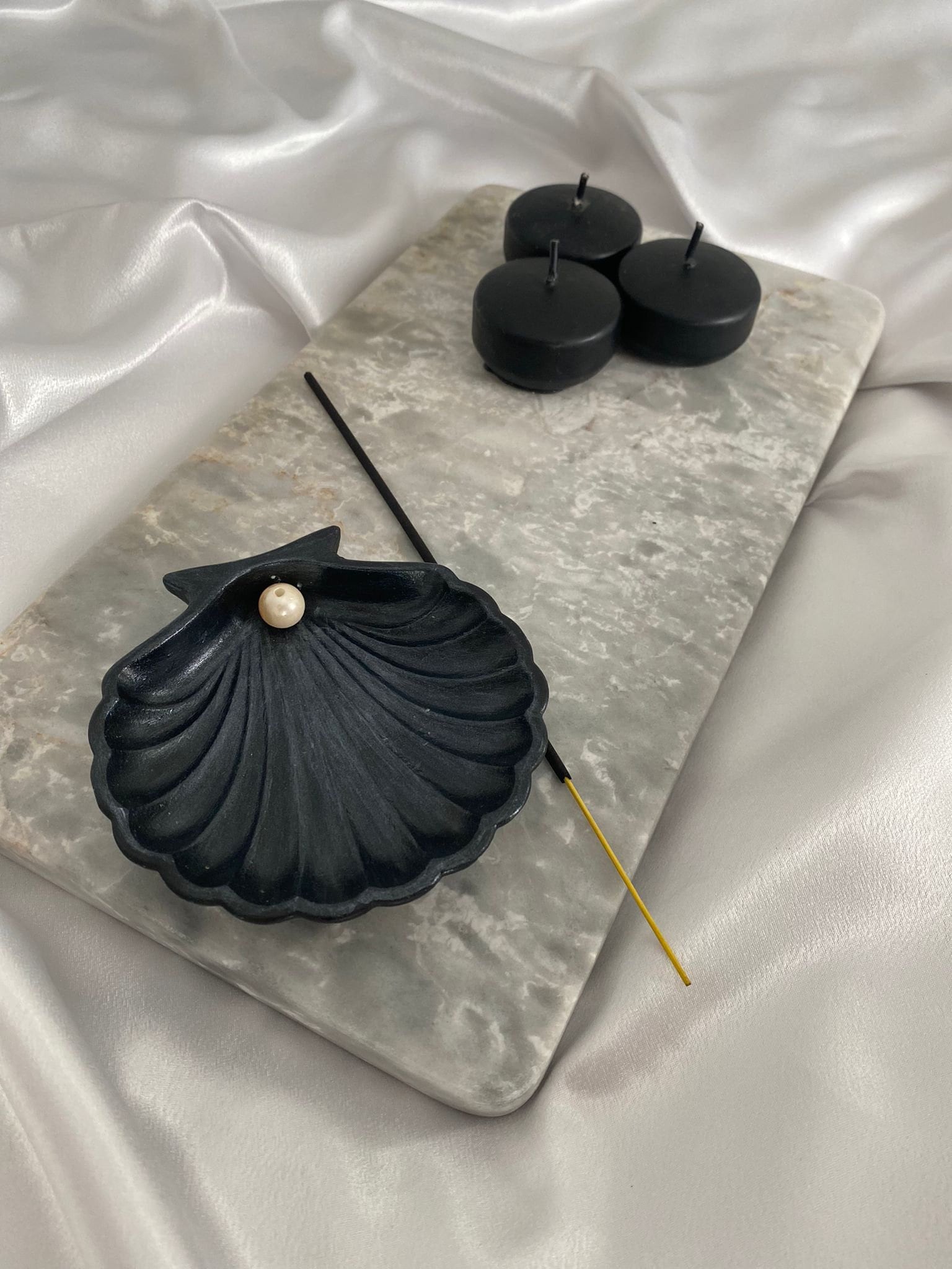 Rectangular Silver Marble Stone Tray: Vanity & Coffee Table Decor