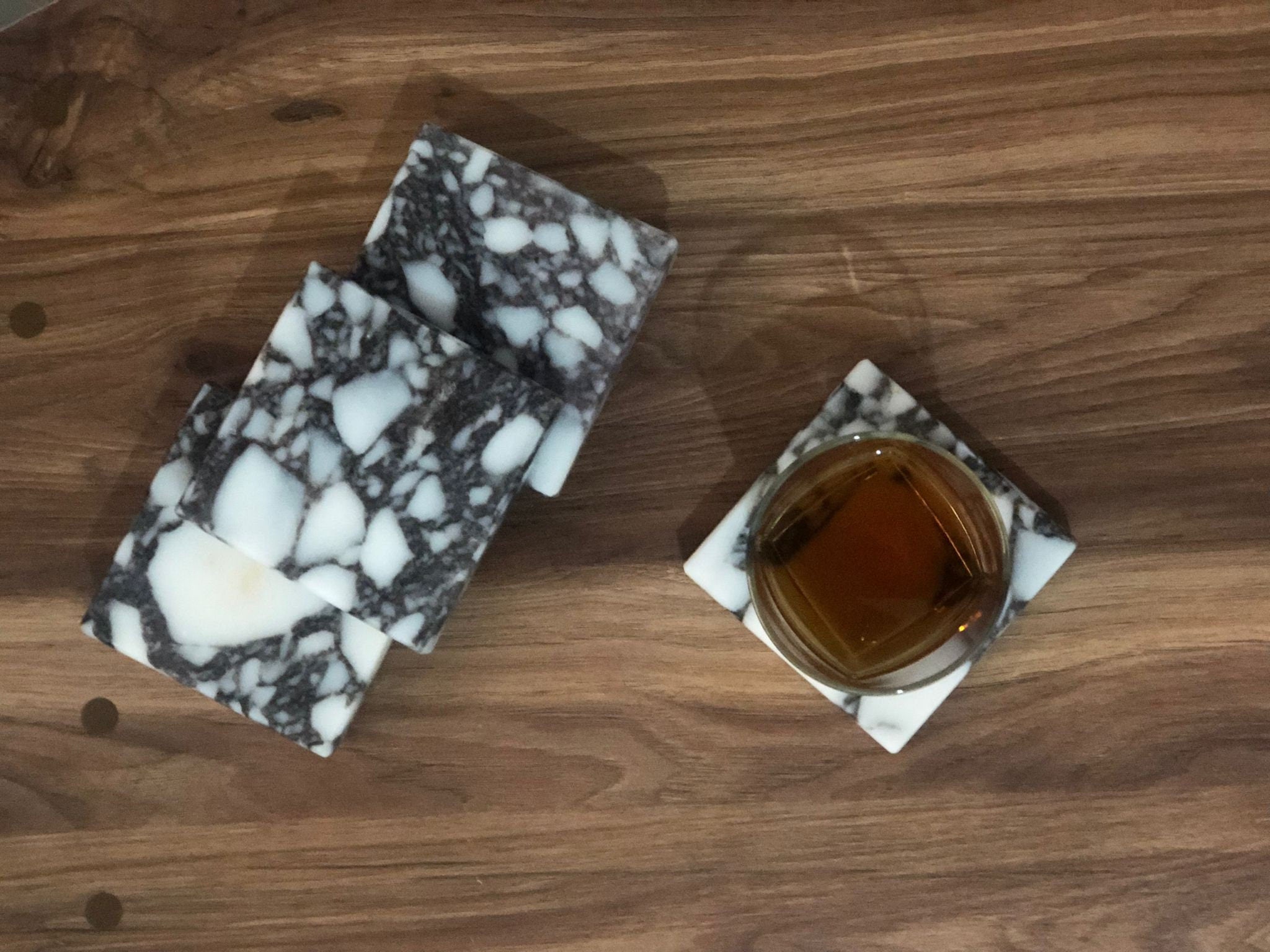 Calacatta Viola set of 2-4-6 SQUARE coasters, italian marble 100% Handmade İtalian Model