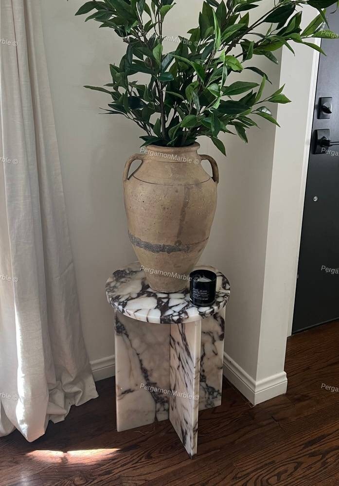 Calacatta Viola Marble side table, end table,nightstand italian marble 100% Handmade Product