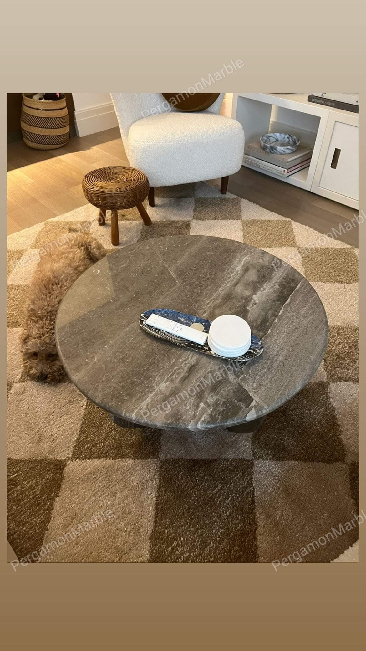 Brown Marble Coffee Table Italian model real marble handmade, Special stone