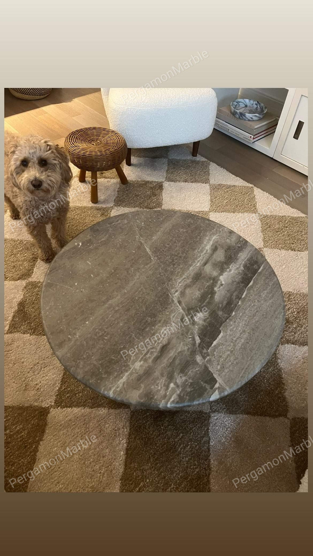 Brown Marble Coffee Table Italian model real marble handmade, Special stone
