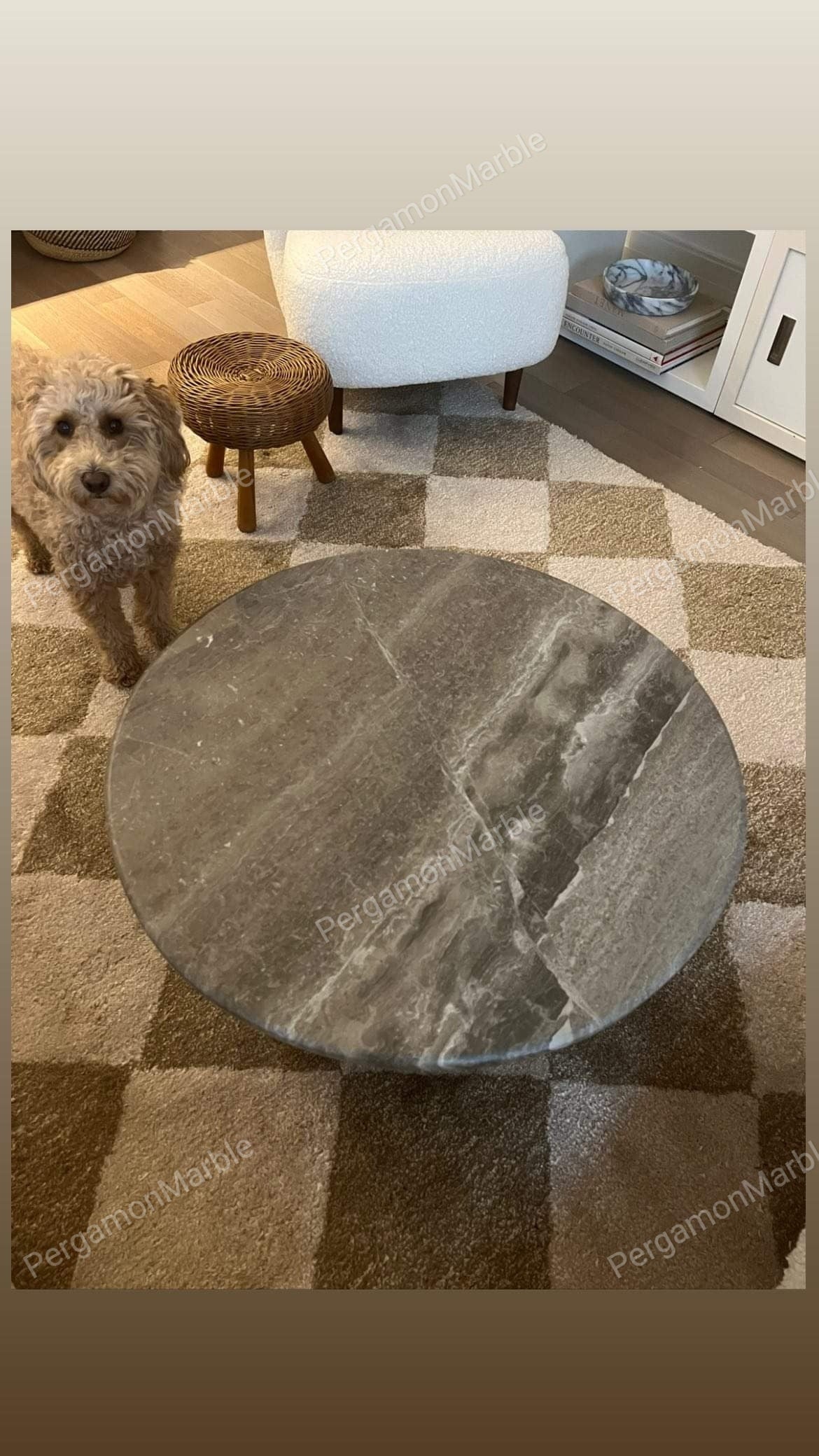 Brown Marble Coffee Table Italian model real marble handmade, Special stone