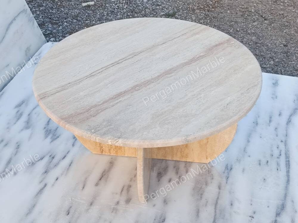 Handmade Italian Travertine Coffee Table
