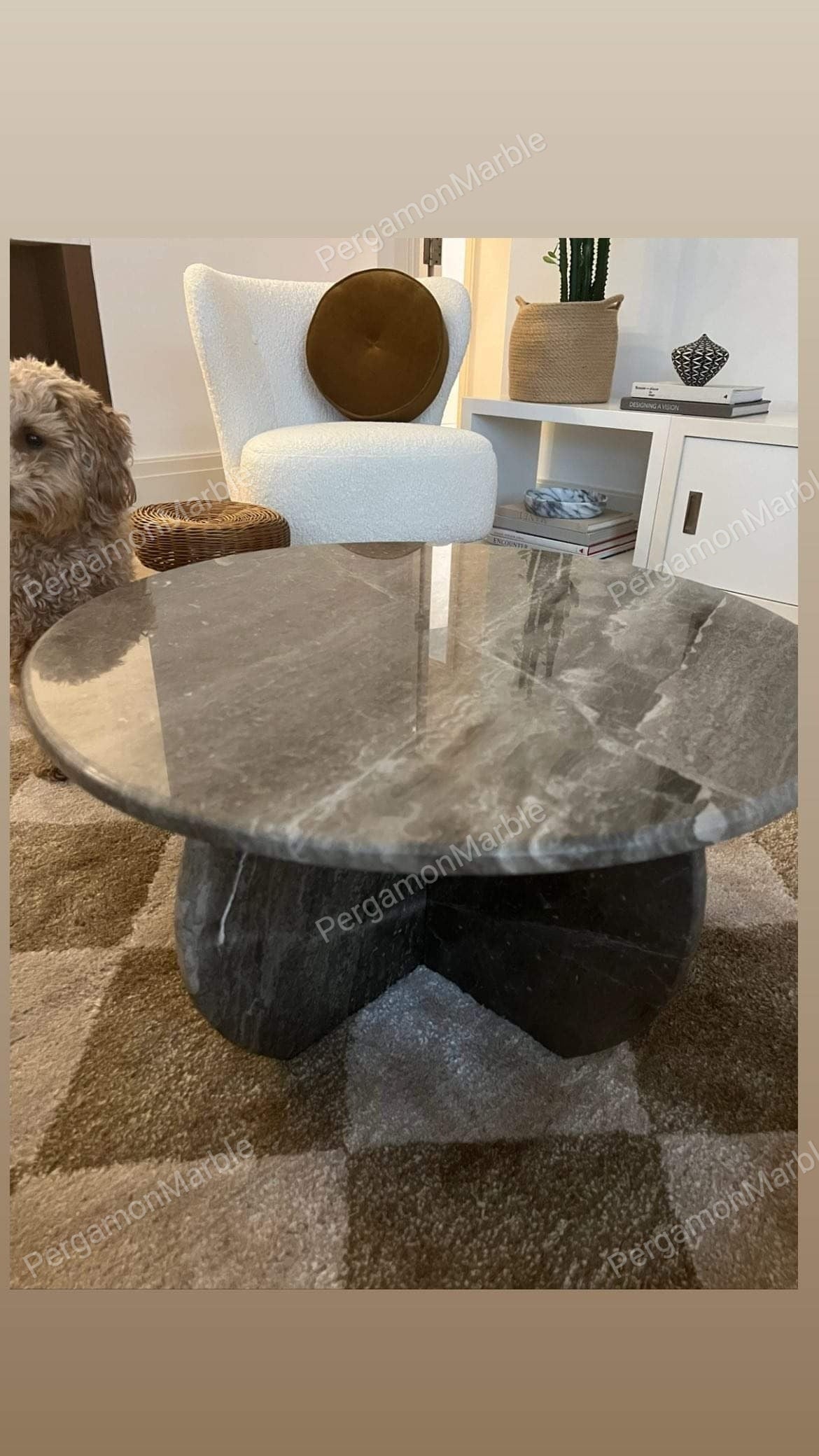 Brown Marble Coffee Table Italian model real marble handmade, Special stone