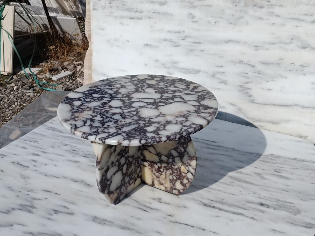 Handmade Calacatta Viola Marble Coffee Table: Italian Design, 27.5 inch