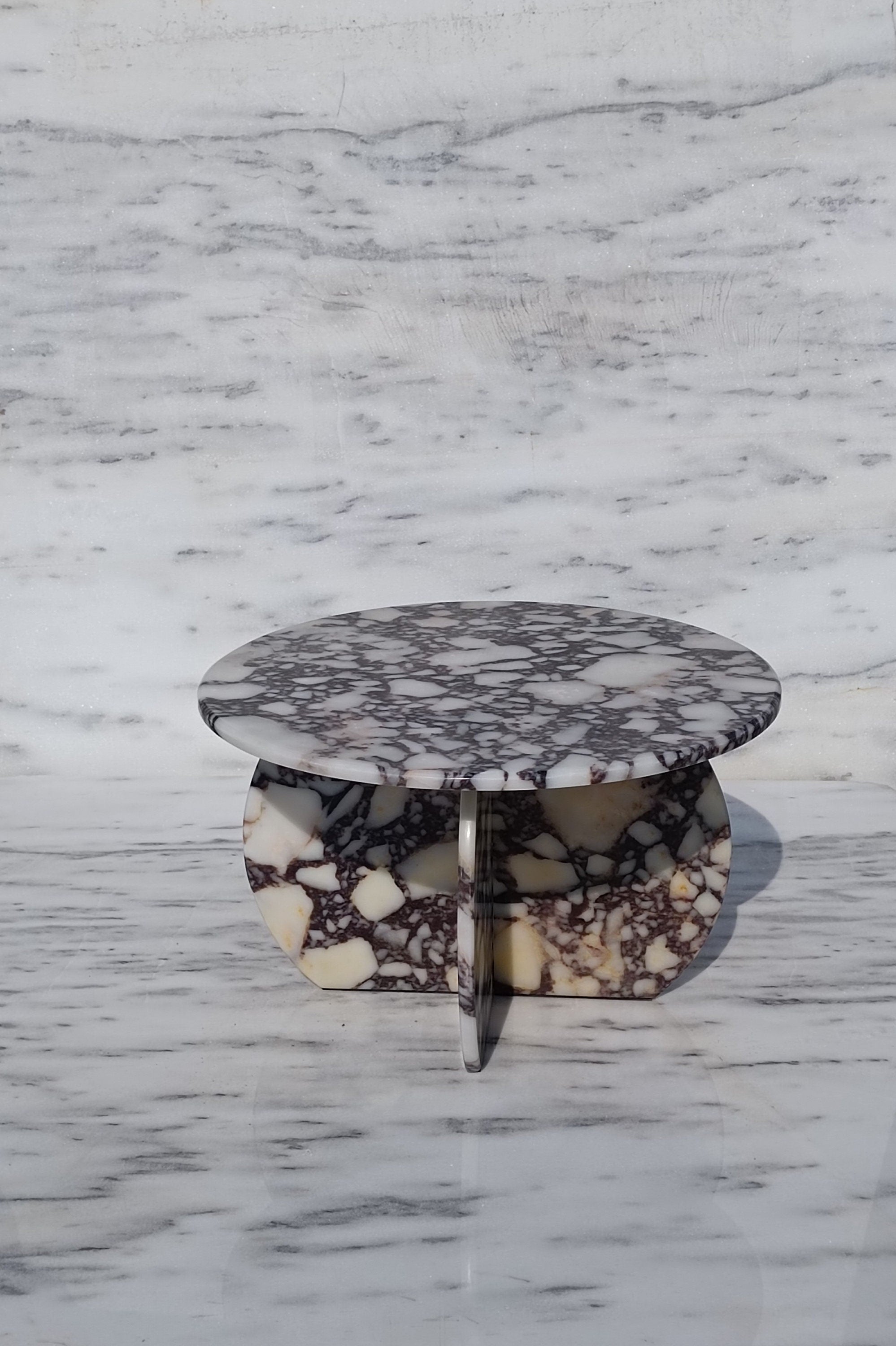 Handmade Calacatta Viola Marble Coffee Table: Italian Design, 27.5 inch