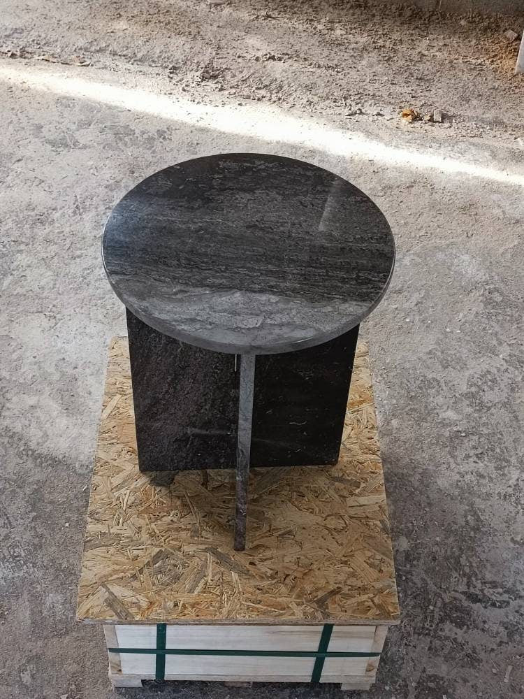 Handmade Brown Marble Side Table: Italian Model End Table